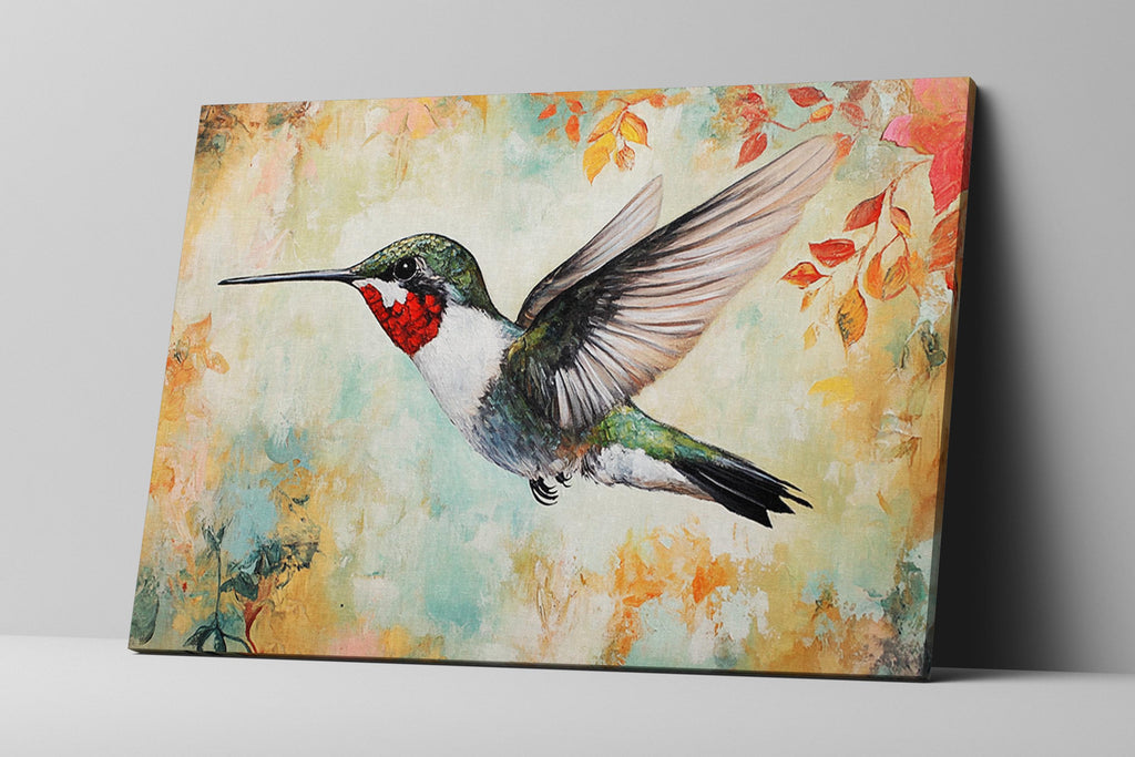 a painting of a hummingbird in flight