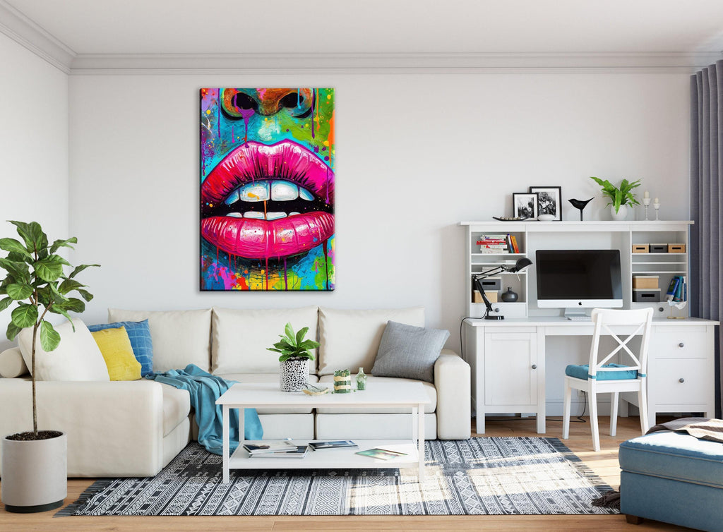 Luscious Lips Art – Large Canvas Wall Art | Abstract Woman Allure Decor