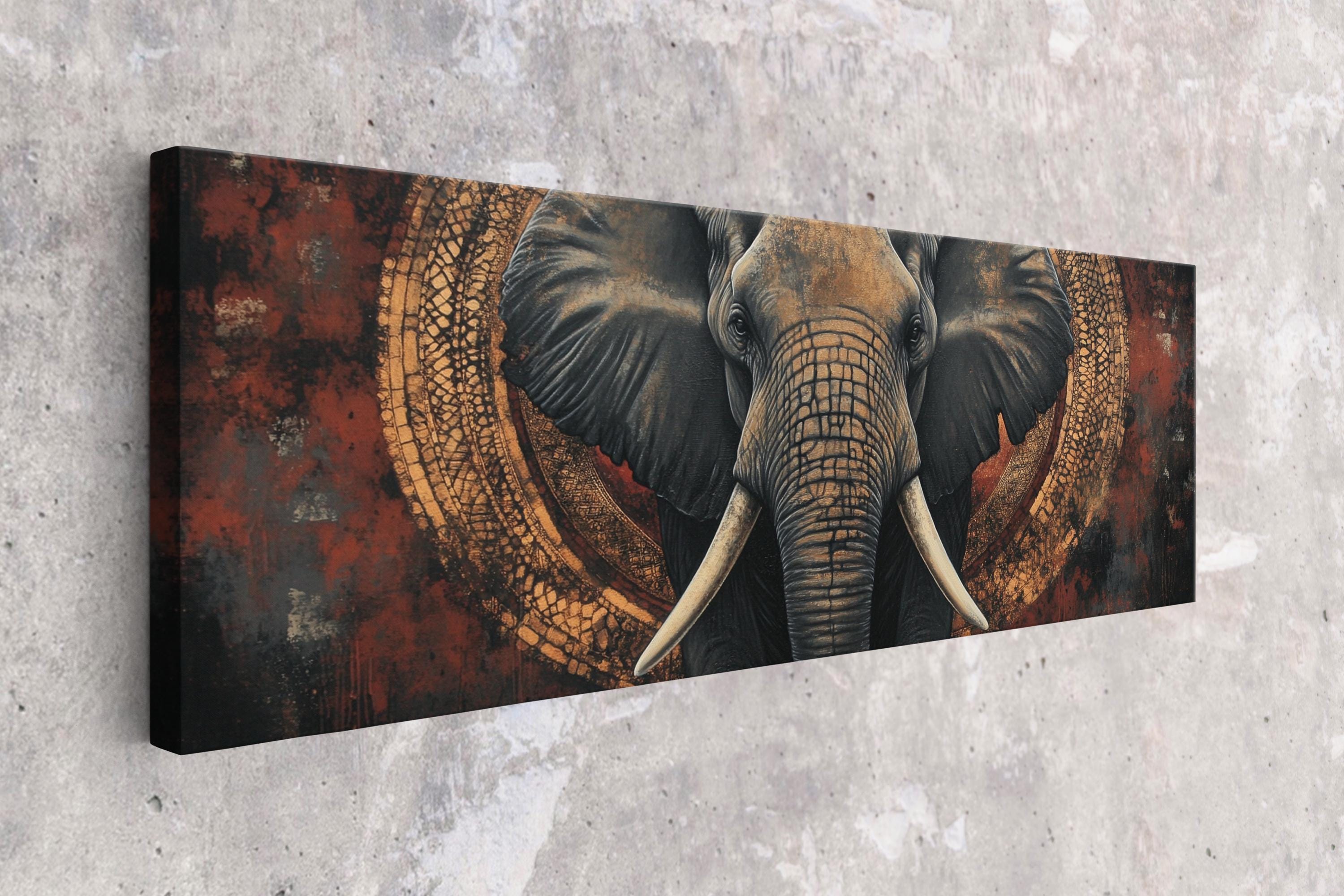a painting of an elephant on a wall