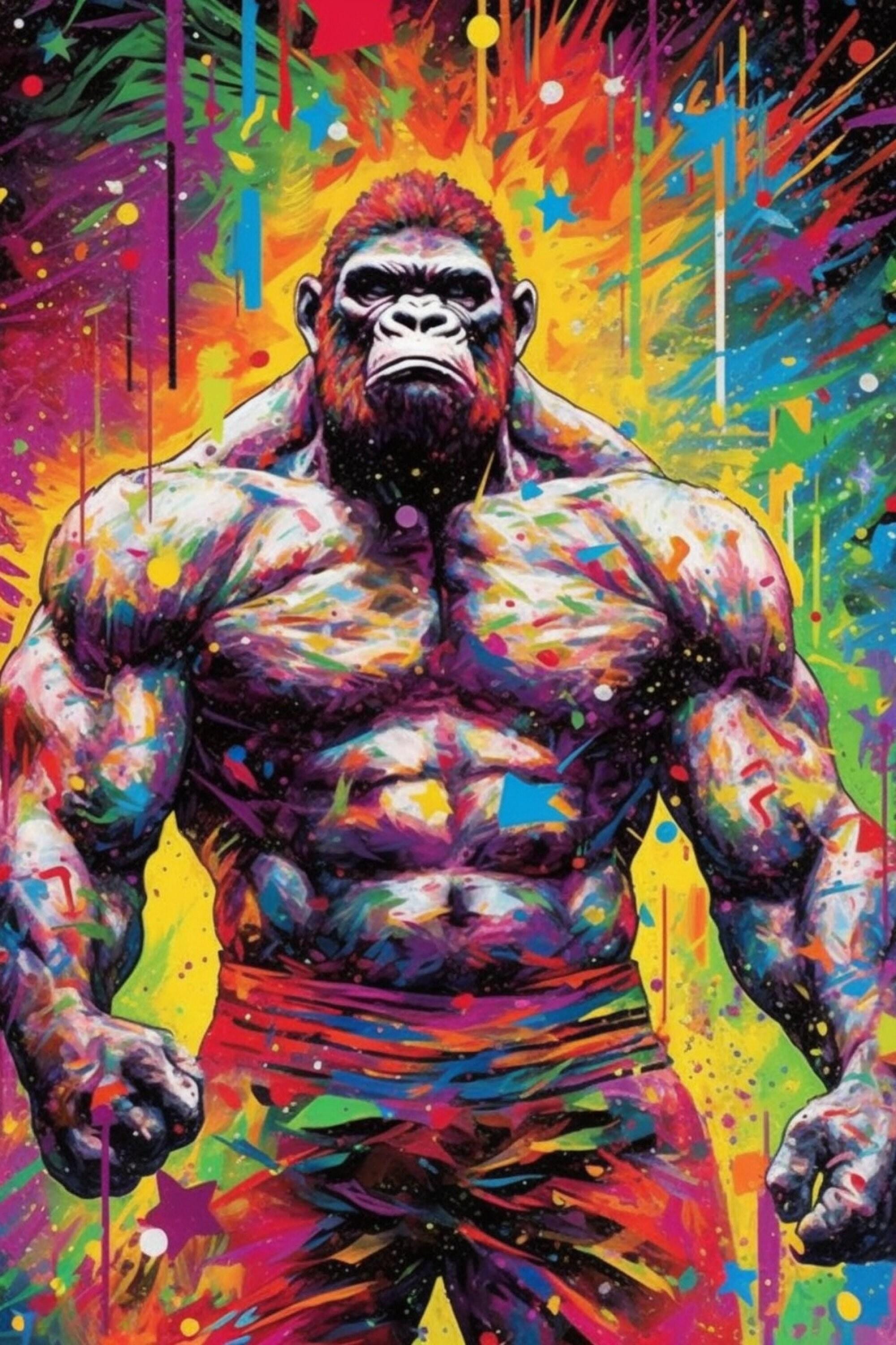 Muscle Gorilla Art - Large Canvas Art | Gallery Wrapped Bodybuilder Gym Print