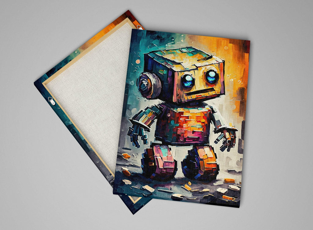 Baby Robot Art - Colorful Kids Robot Painting | Whimsical Nursery Decor Print