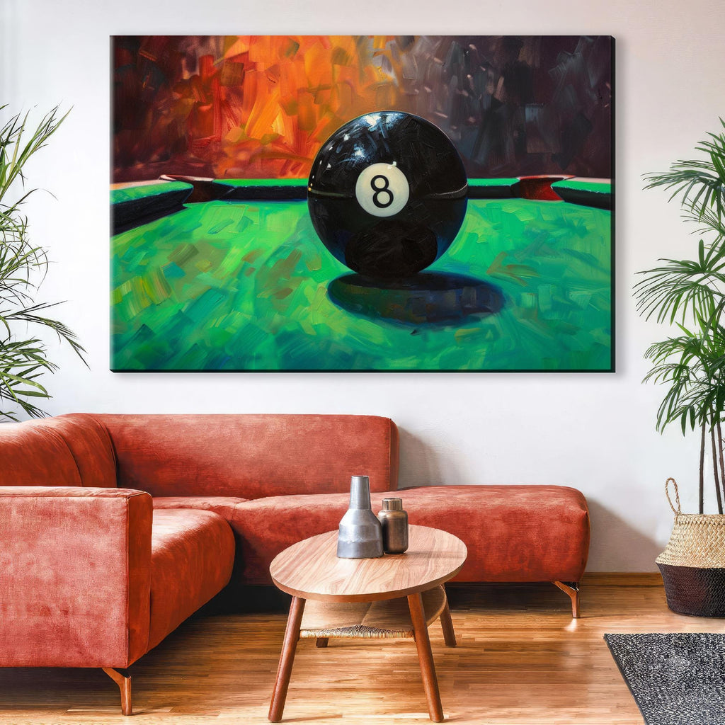 8 Ball Pool Art - Classic Pool Table Scene | Gallery Wrapped Canvas, Extra Large