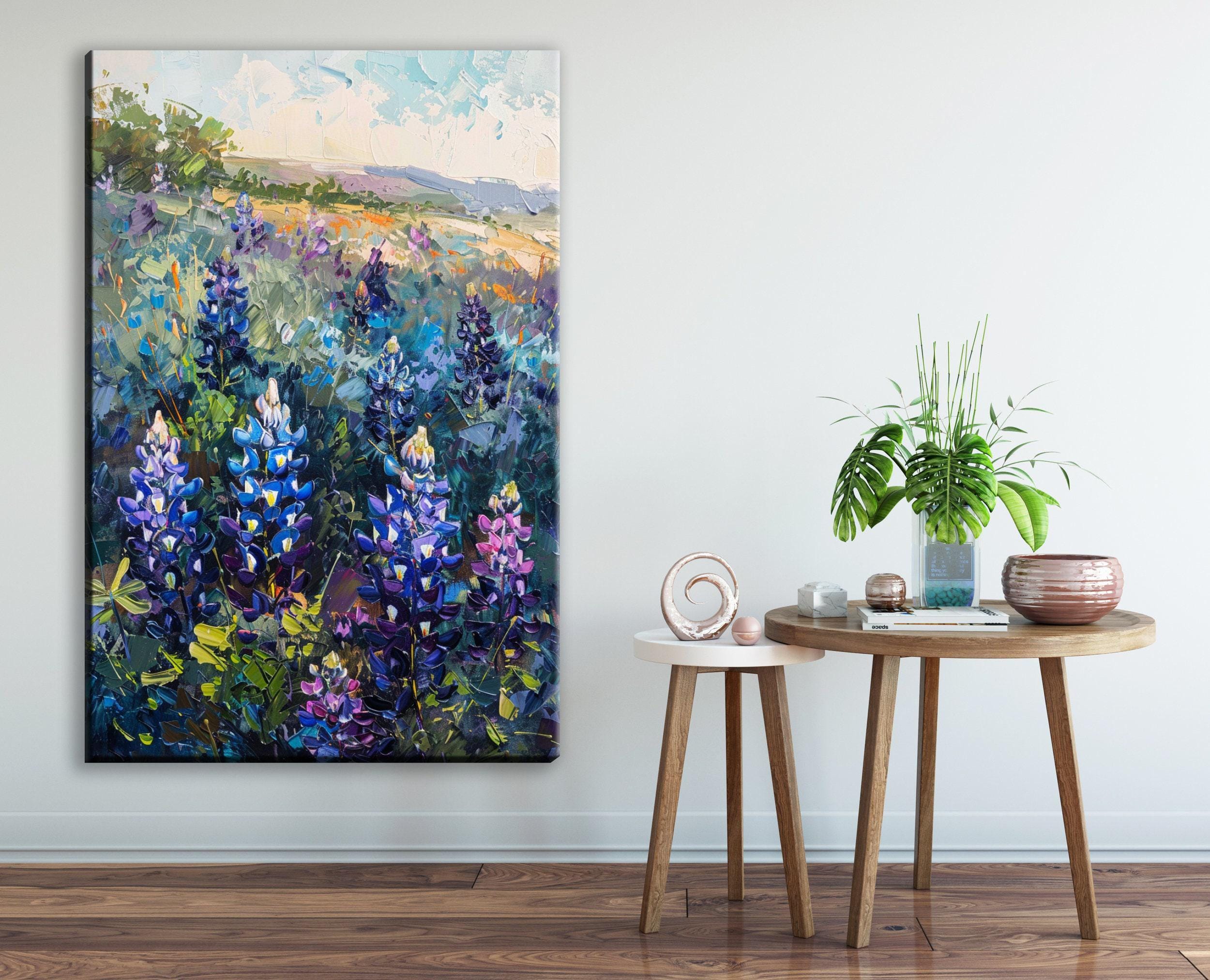 Texas Bluebonnet Painting – Large Canvas Art | Gallery Wrapped, UV Coated, Ready to Hang