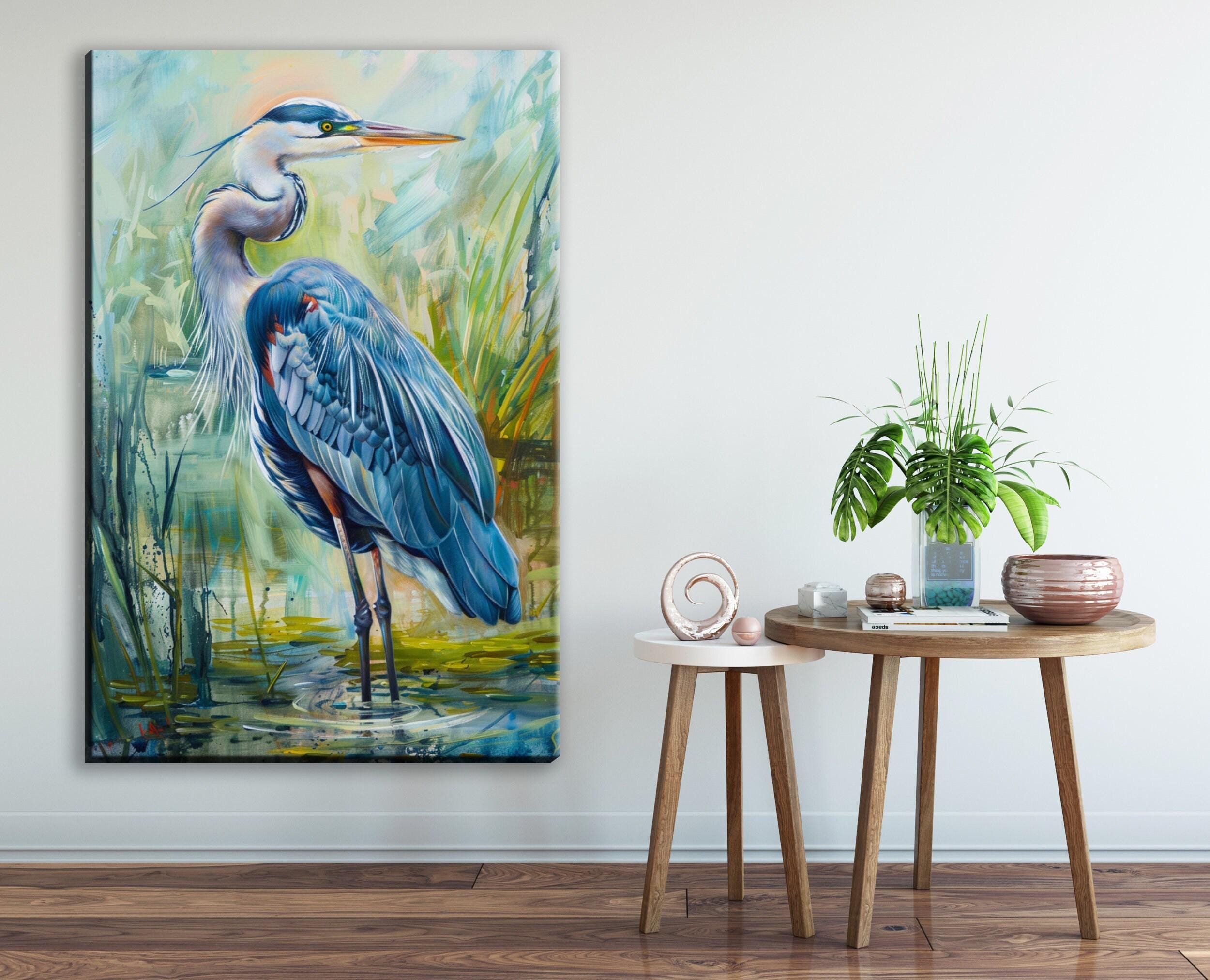 Blue Heron Wall Art – Large Canvas Art | Gallery Wrapped Canvas with Scratch Resistant Coating