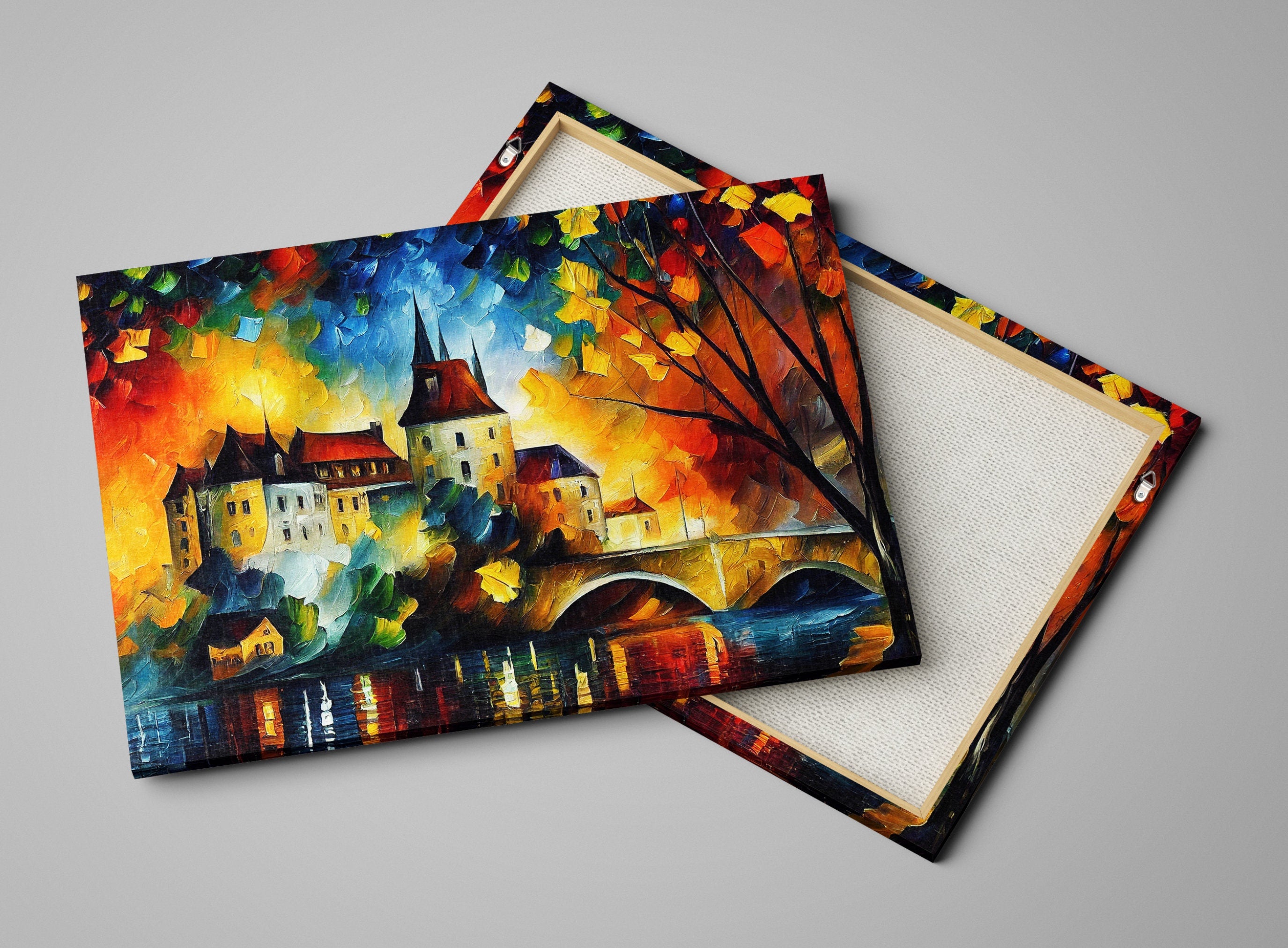 Castle Canvas Wall Art – Fantasy Oil Painting Reproduction on Gallery Ready Canvas Frame