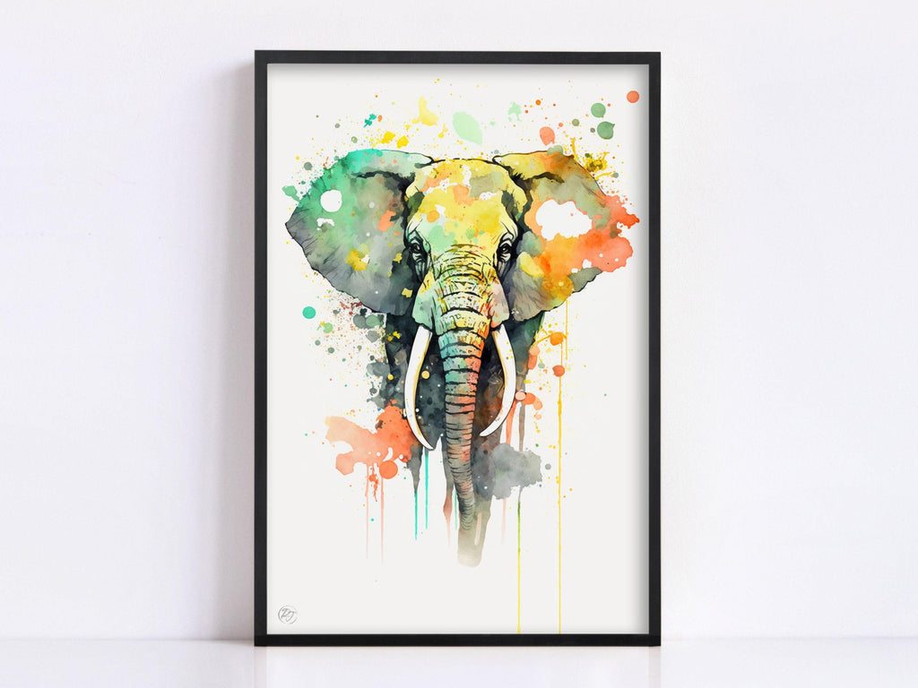 Wildlife Enthusiast's Delight: Elephant Watercolor, Giclee Print on Canvas, Artist Paper, Watercolor Paper, Available in Extra Large Sizes