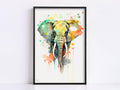 Wildlife Enthusiast's Delight: Elephant Watercolor, Giclee Print on Canvas, Artist Paper, Watercolor Paper, Available in Extra Large Sizes