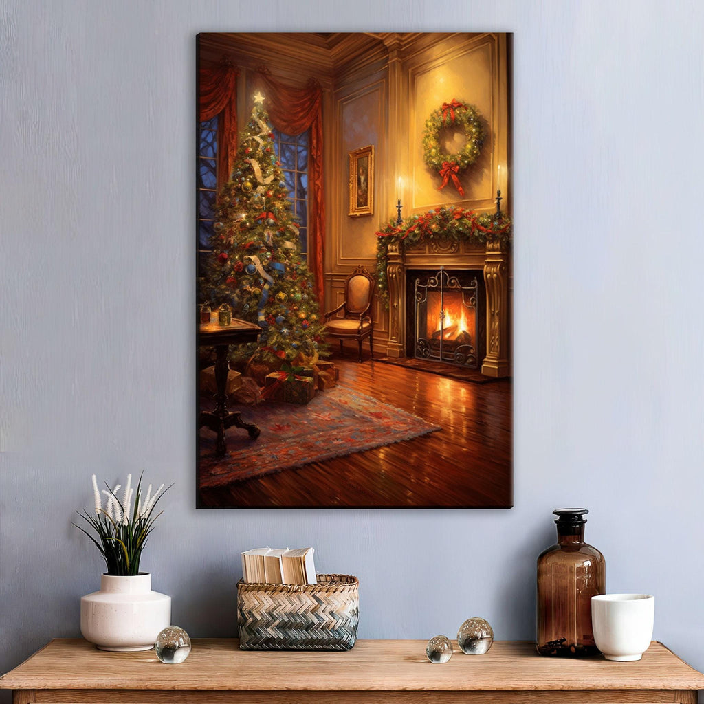 Christmas Canvas Art – Vintage Christmas Print on Gallery Wrapped Canvas, Extra Large Sizes