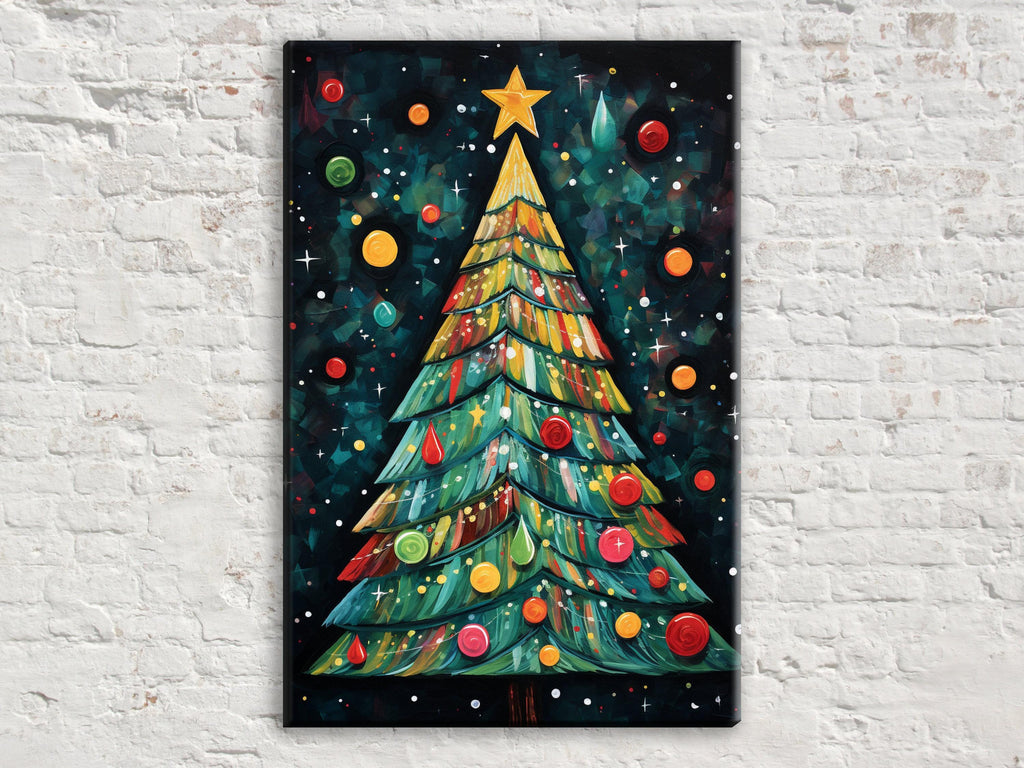 Boho Christmas Canvas - Large Gallery Wrapped Canvas Print with Vibrant Holiday Artwork