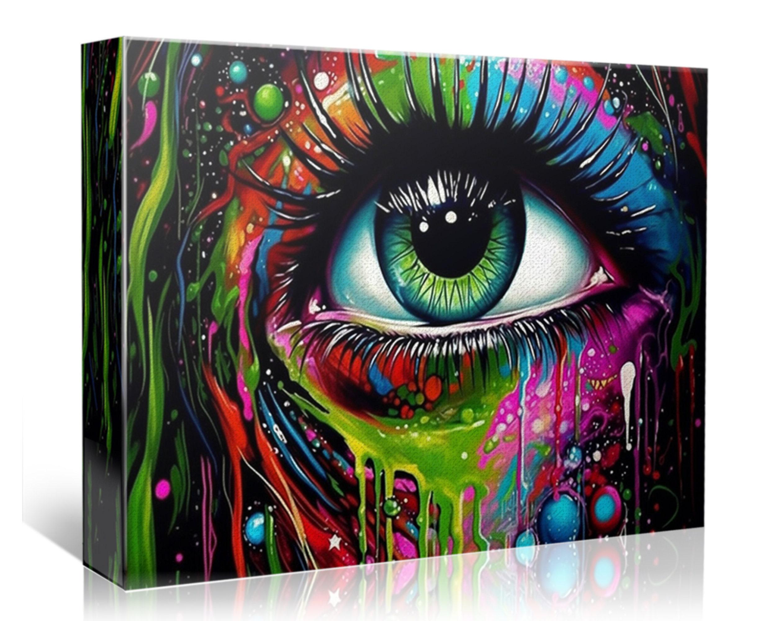 Psychedelic Eye Canvas – Trippy Eye Painting on Vibrant Gallery Ready Canvas Print