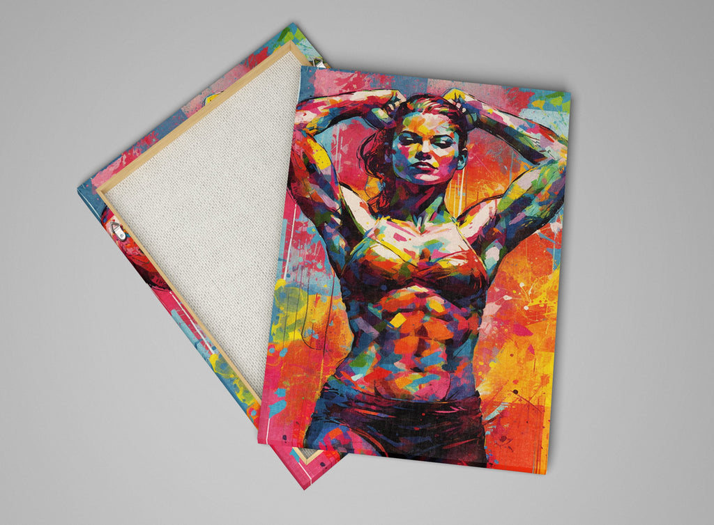 Female Muscle Bodybuilder Art – Large Gallery Wrapped Canvas | Ready to Hang Wall Art
