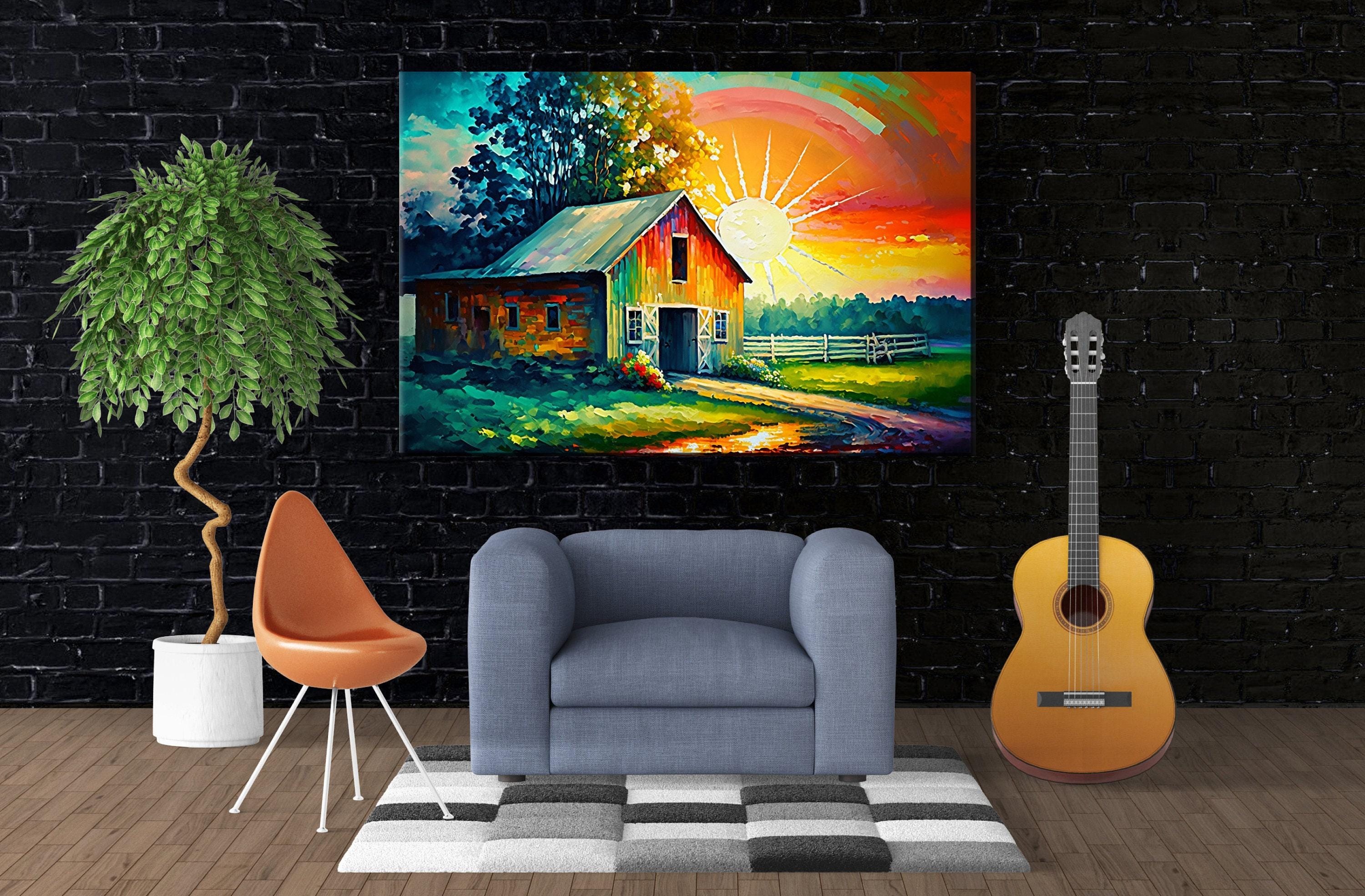 Rustic Farmhouse Wall Art - Large Canvas Print With Vintage Style Canvas & Wood Frame