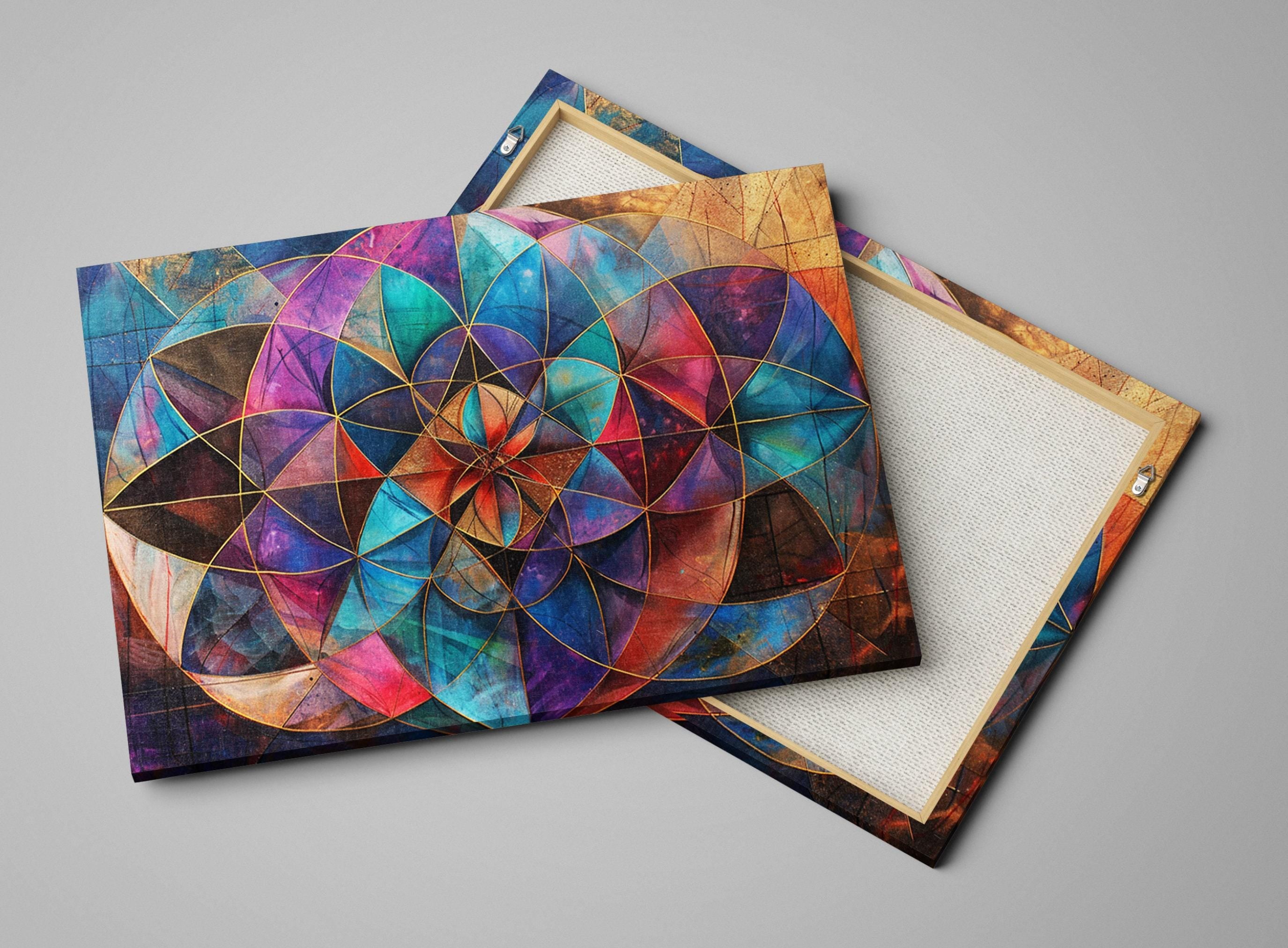 Sacred Geometry Art – Extra Large Canvas Wall Decor with Flower Pattern Design