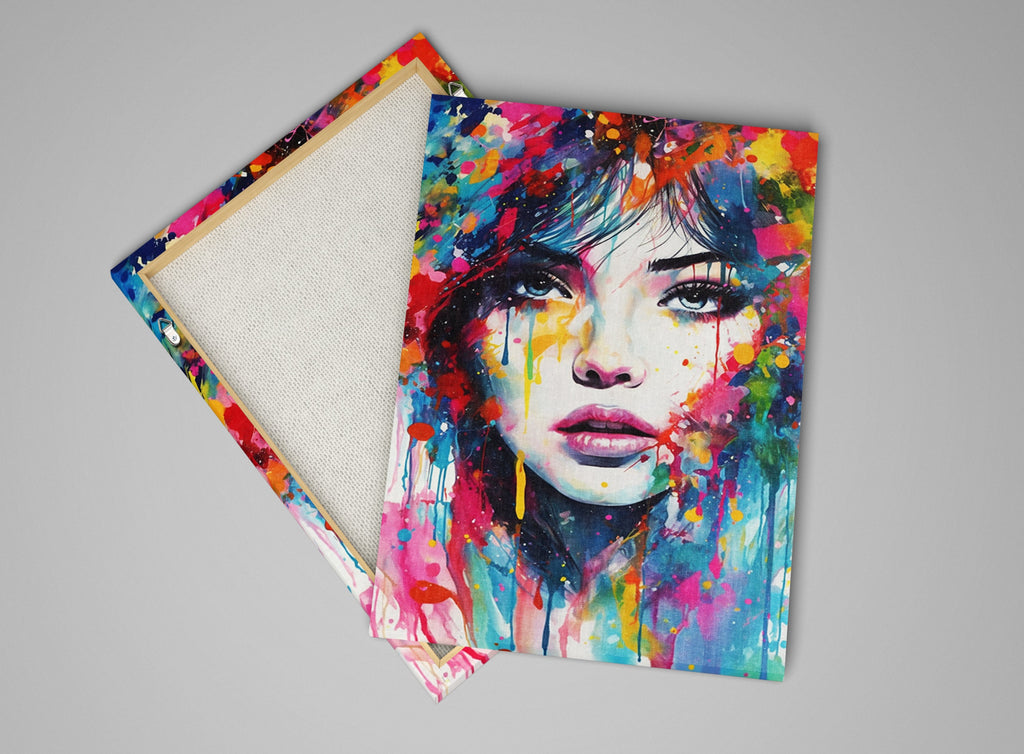 Woman Face Painted Art | Contemporary Pop Art Canvas - Feminine Beauty, Scratch Resistant Print