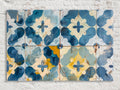 Farmhouse Wall Art – Blue Yellow Canvas Floral Tile Print on Gallery Wrapped Canvas