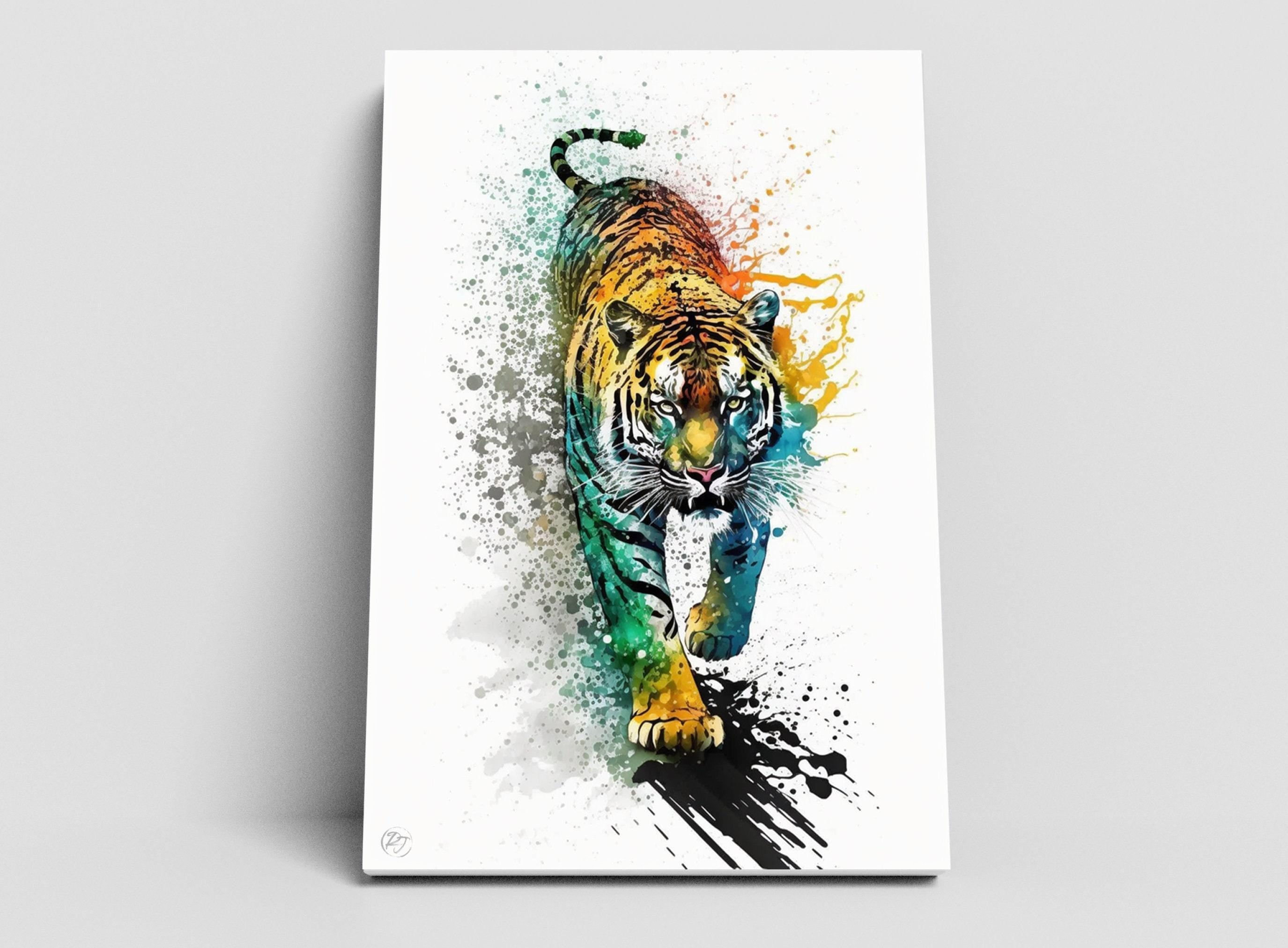 Wildlife Majesty: Tiger Watercolor Painting, Giclee Print on Canvas, Artist Paper, Watercolor Paper, Available in Extra Large Sizes