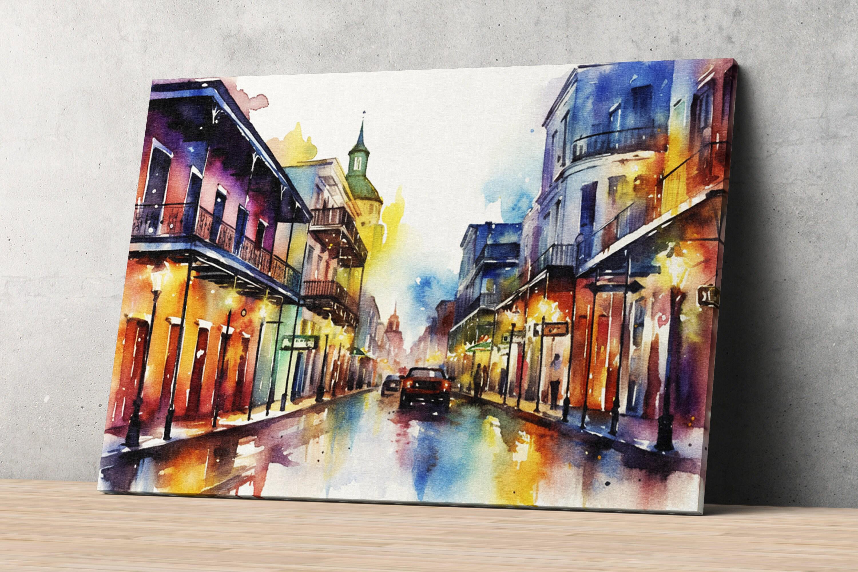 French Quarter Elegance - New Orleans Watercolor Art, Giclee Print on Canvas, Artist Paper, Watercolor Paper, Available in Extra Large Sizes