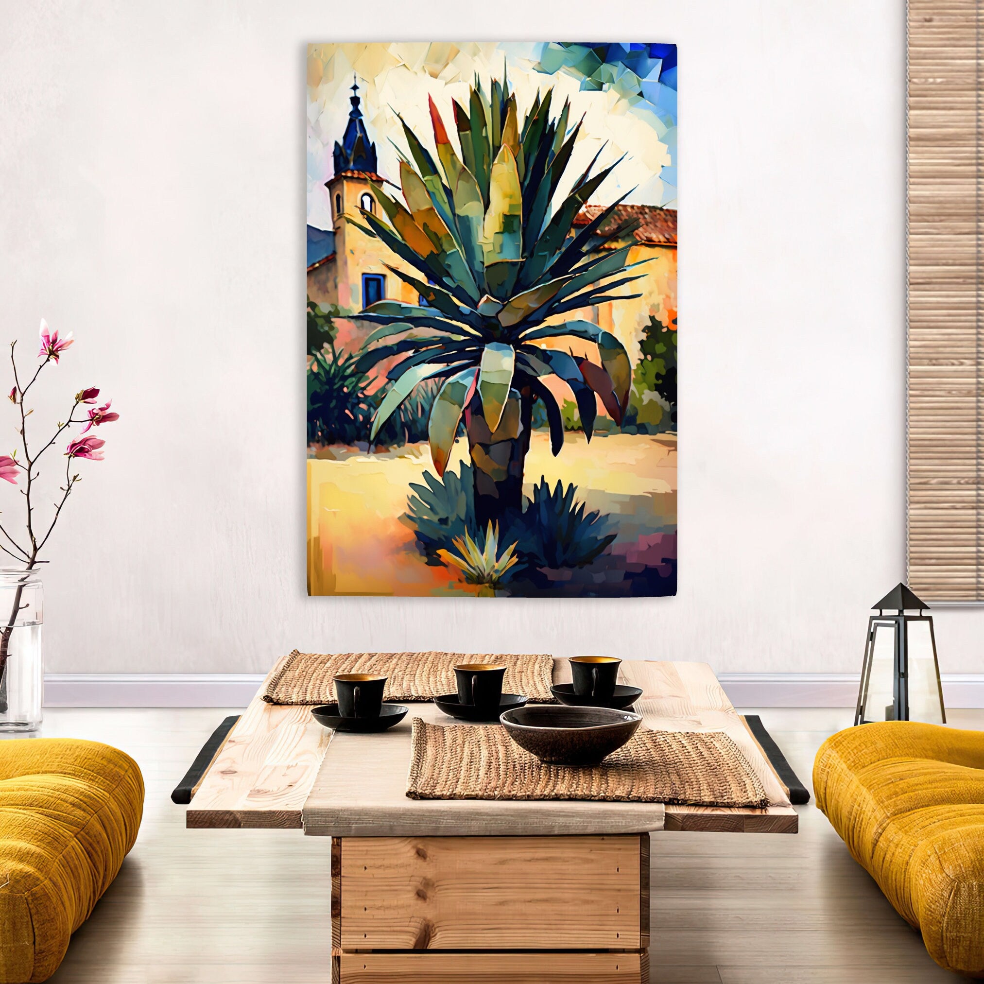 Cactus Desert Canvas | Large Giclee Art Print - Southwest Wall Art Decor