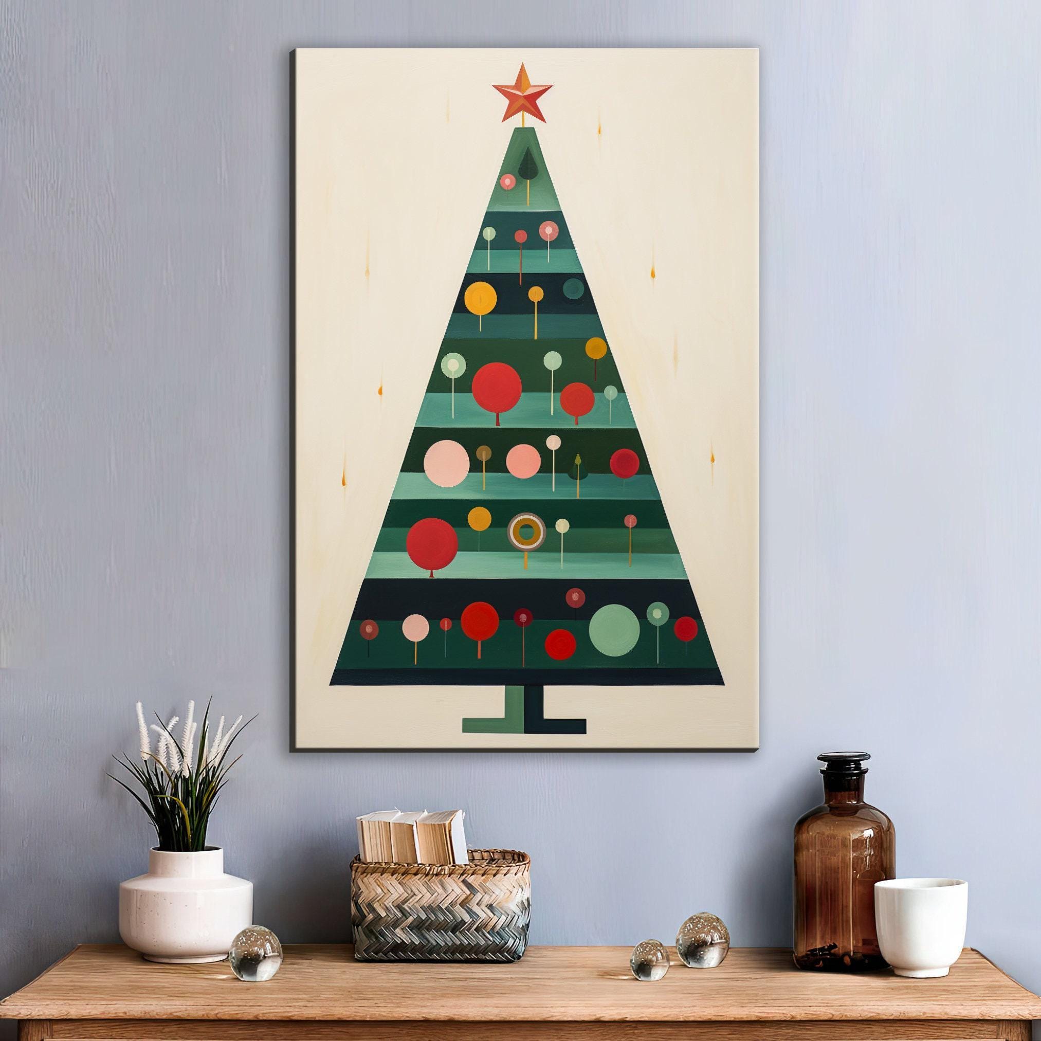 Minimalist Christmas Tree Art – Modern Christmas Decor | Gallery Wrapped Canvas Print