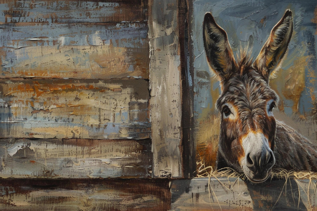 Rustic Texas Donkey | Southwestern Donkey Art - Extra Large Gallery Wrapped Canvas Print