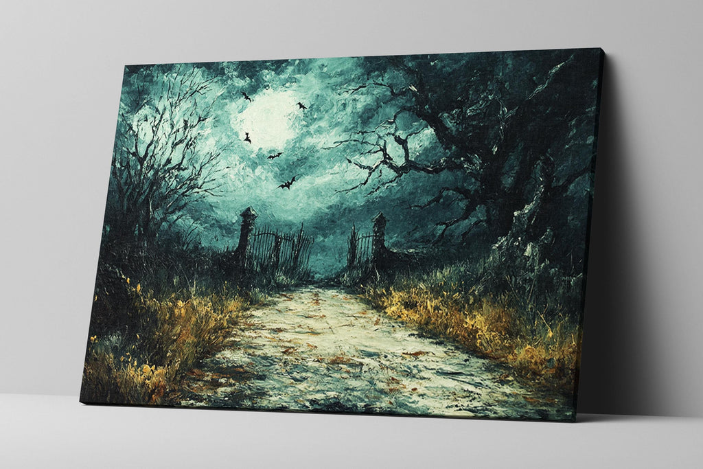 Halloween Graveyard Canvas - Extra Large Wall Art | Framed Gothic Decor