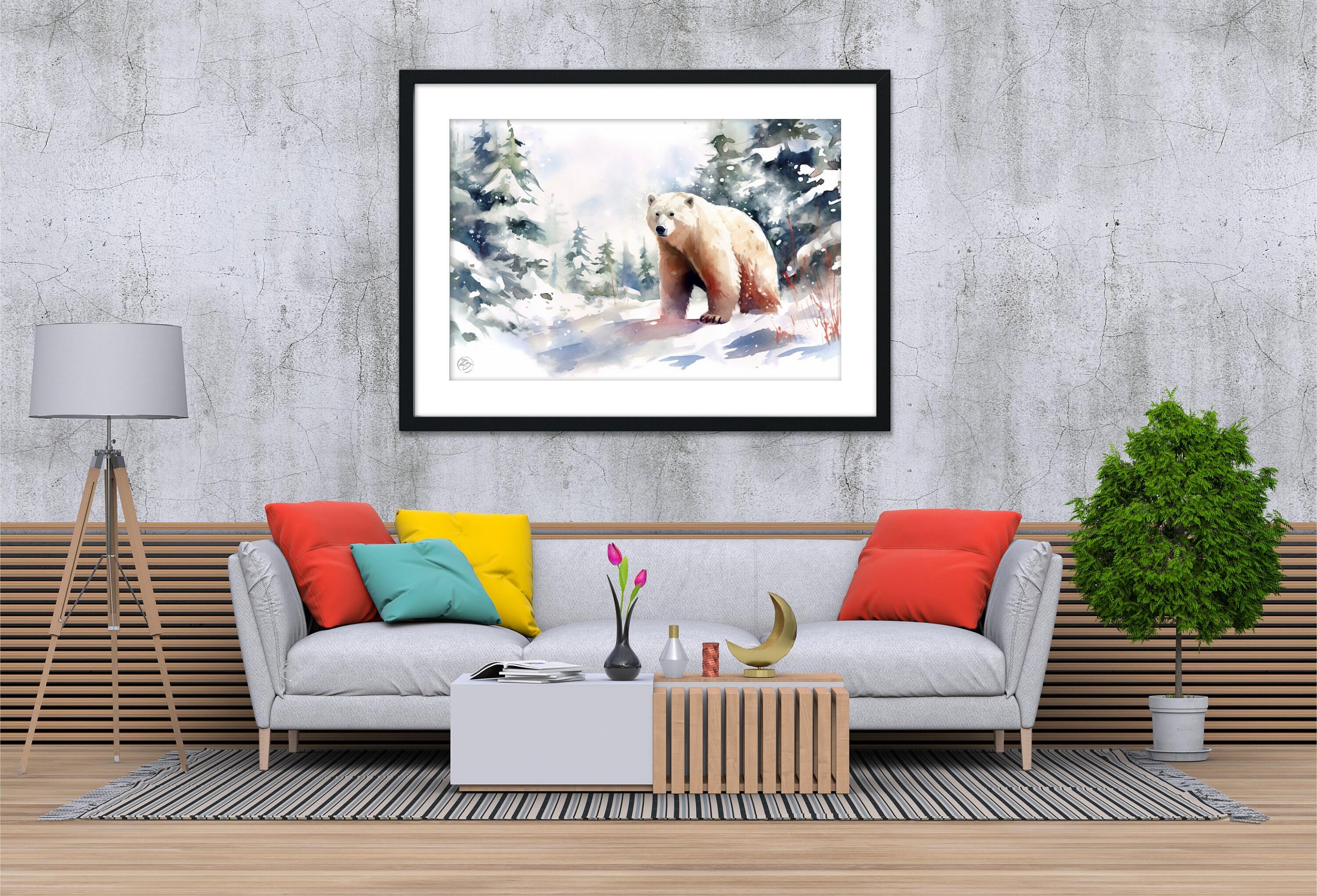 Arctic Majesty: Polar Bear Watercolor - Giclee Print on Canvas, Artist Paper, Watercolor Paper, Available in Extra Large Sizes