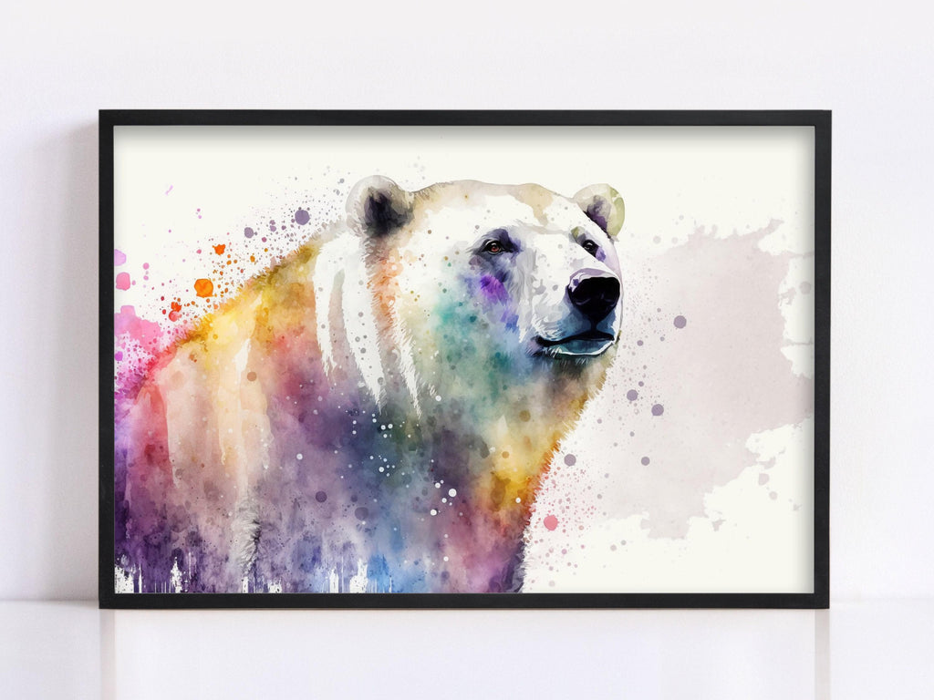 Icy Guardian: Polar Bear Watercolor Painting, Giclee Print on Canvas, Artist Paper, Watercolor Paper, Available in Extra Large Sizes