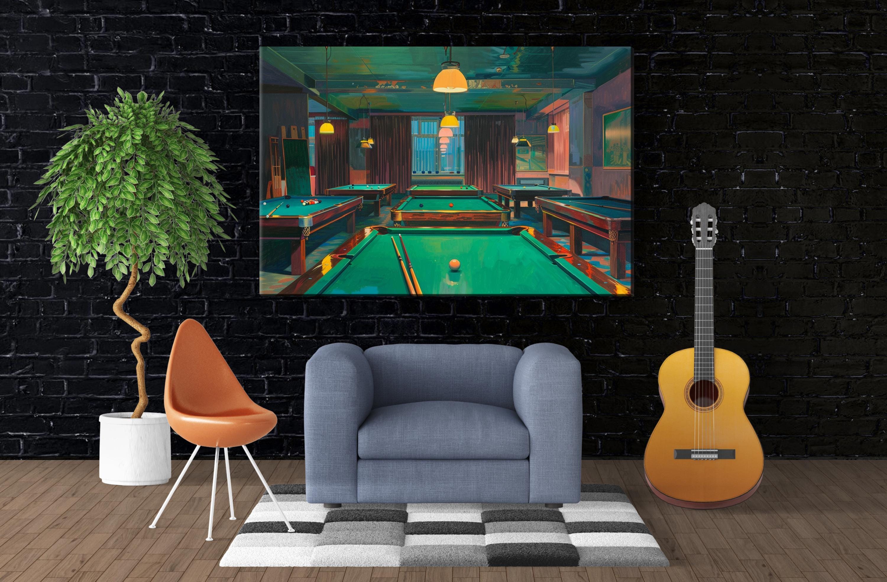 Pool Hall Canvas – Vintage Pool Art | Extra Large Gallery Wrapped Canvas Print