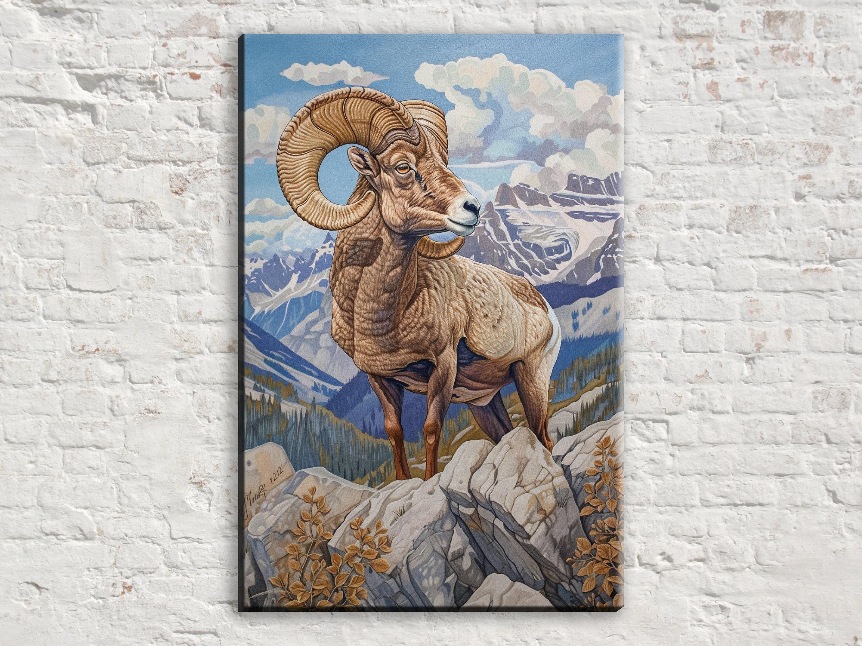 Bighorn Sheep Canvas - Rugged Mountain Ram Print | Gallery Wrapped, Ready to Hang