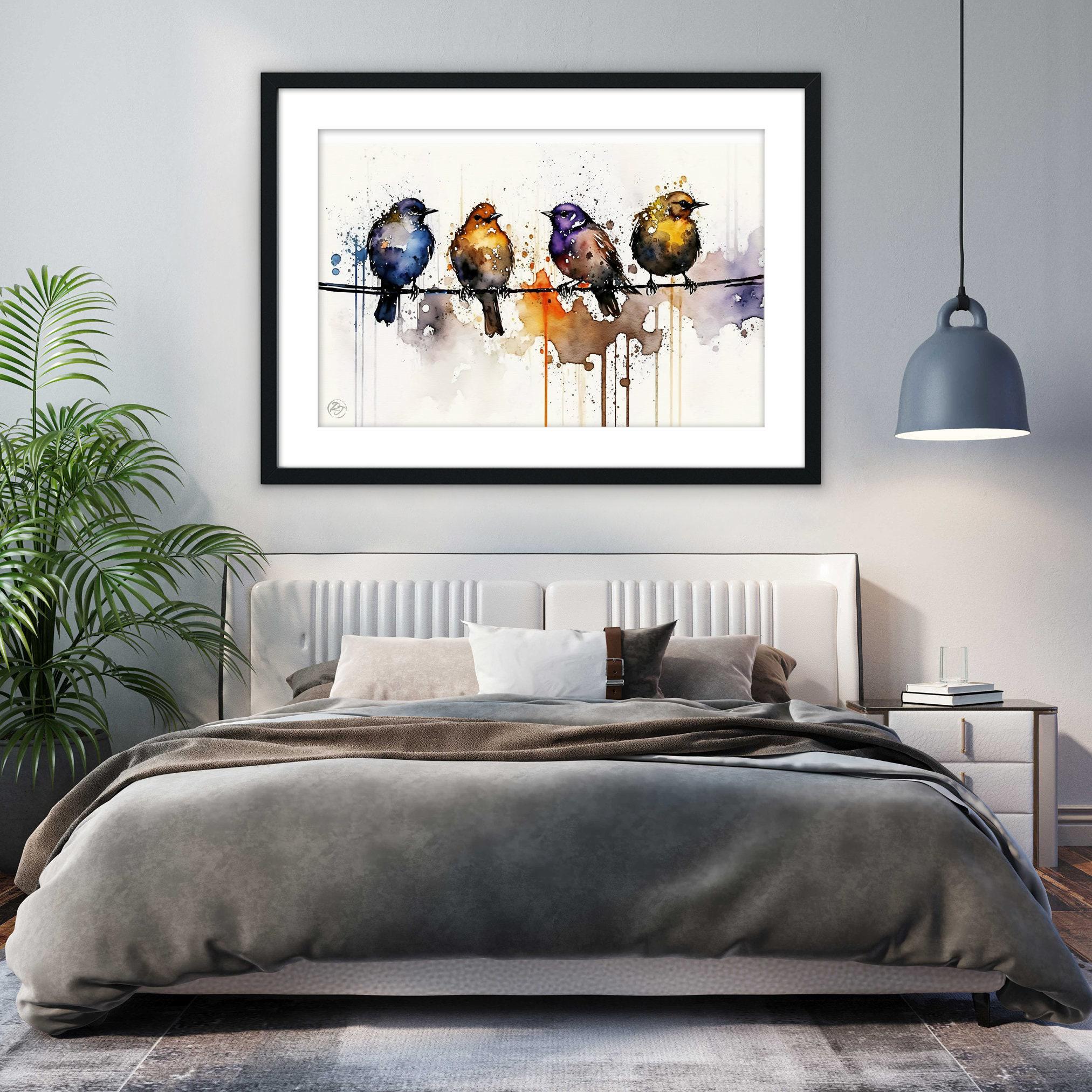 Birdwatcher's Delight: Bird Flock Watercolor, Giclee Print on Canvas, Artist Paper, Watercolor Paper, Available in Extra Large Sizes