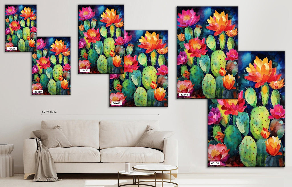Mexican Pueblo Cactus – Southwest Wall Art | Watercolor Giclée Print on Gallery Wrapped Canvas