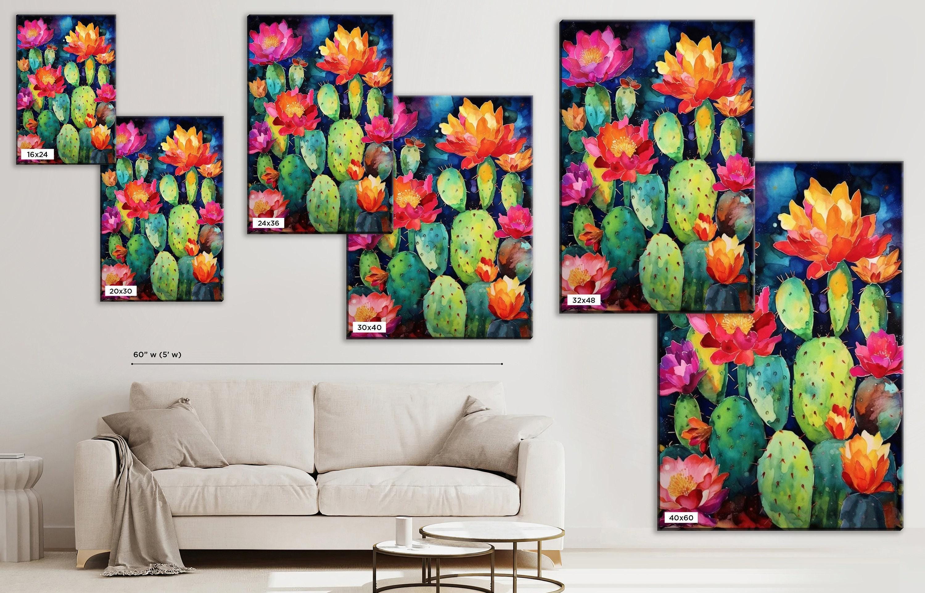 Mexican Pueblo Cactus – Southwest Wall Art | Watercolor Giclée Print on Gallery Wrapped Canvas