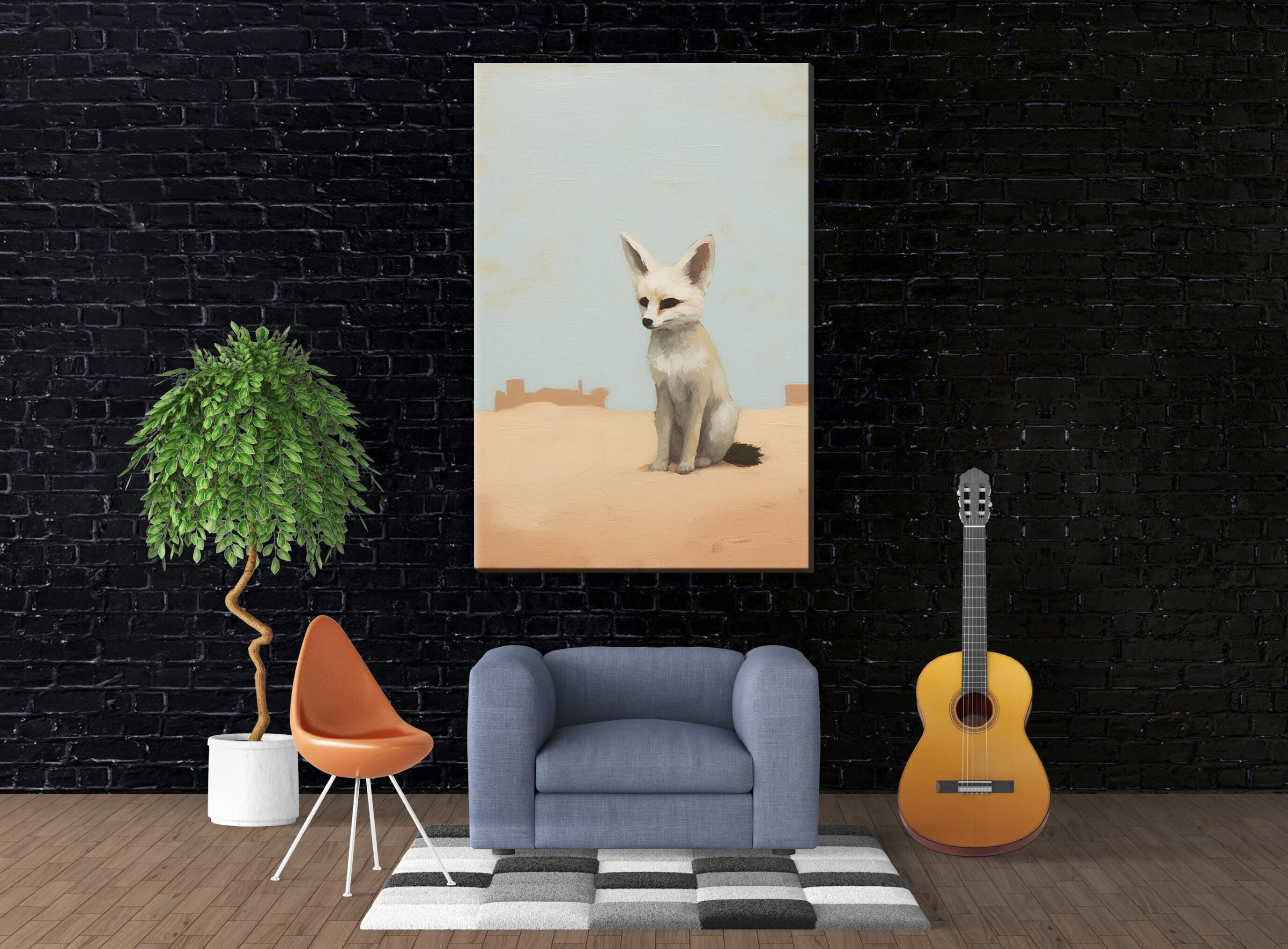 Desert Fox Wall Art - Minimalist Southwest Canvas Print | Large Fennec Fox Painting