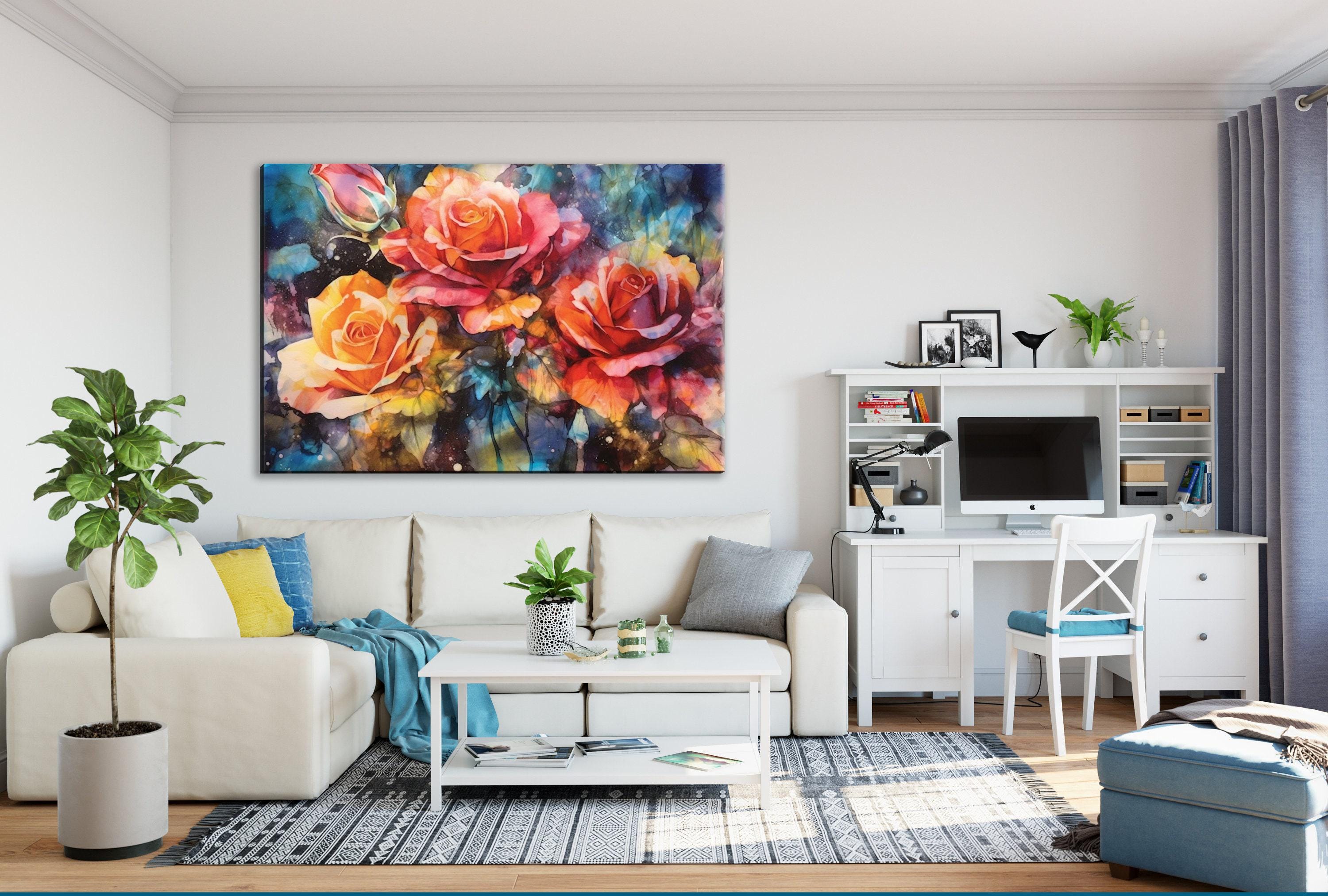 Yellow Orange Roses Art - Large Canvas Wall Art | Vibrant Floral Artwork