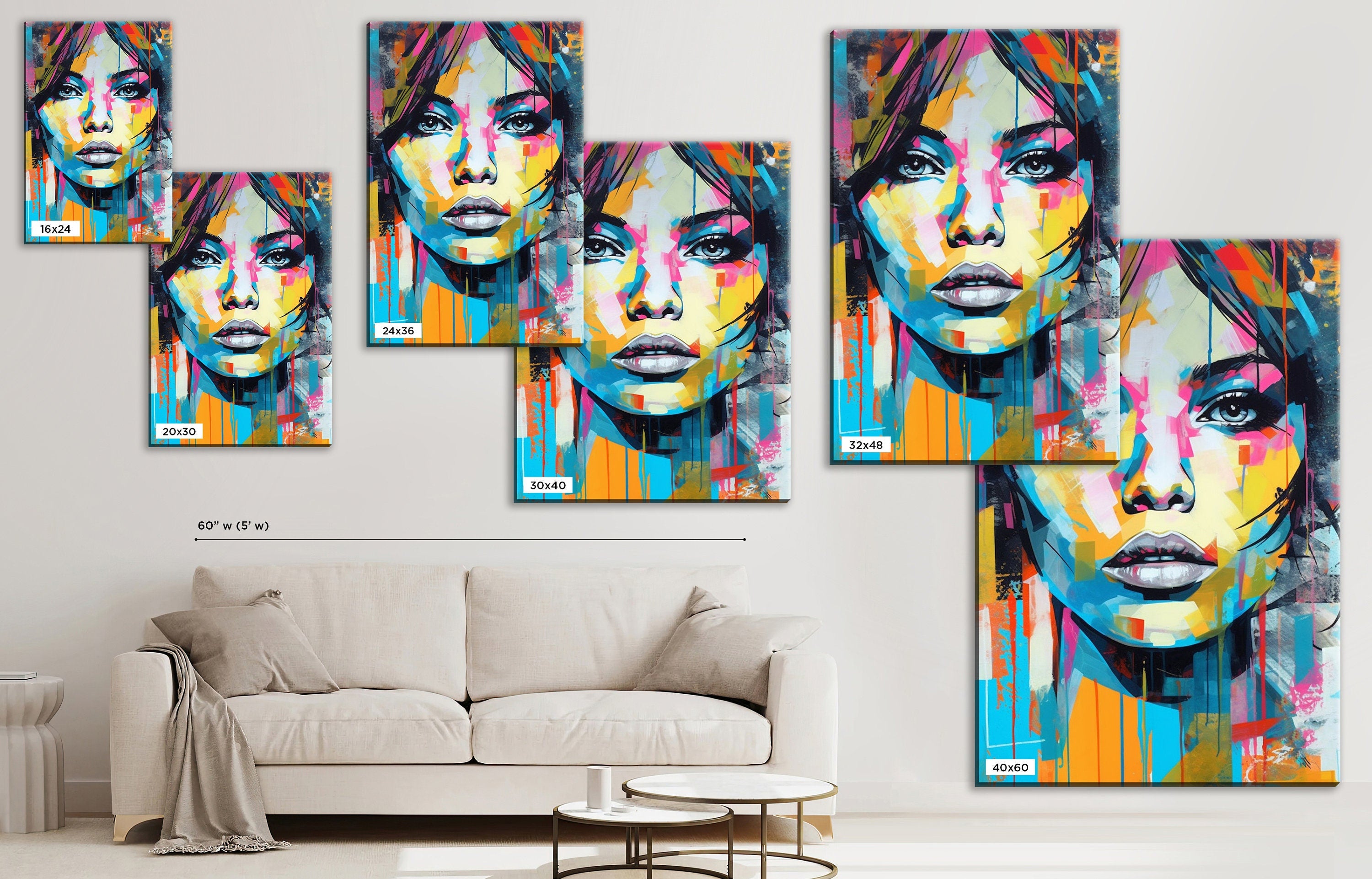 Minimal Woman Artwork – Expressive Canvas Wall Art Painting | Large Pop Art