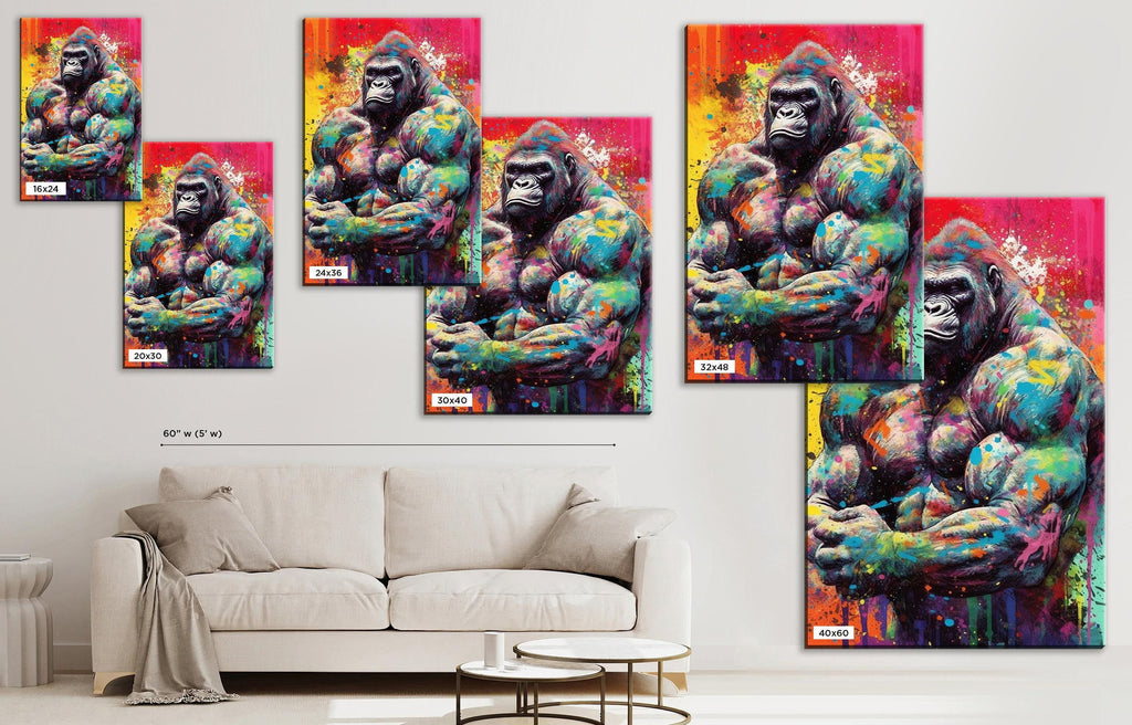 Muscle Gorilla Art – Vibrant Gym Wall Art Canvas | Gallery Wrapped, Ready to Hang