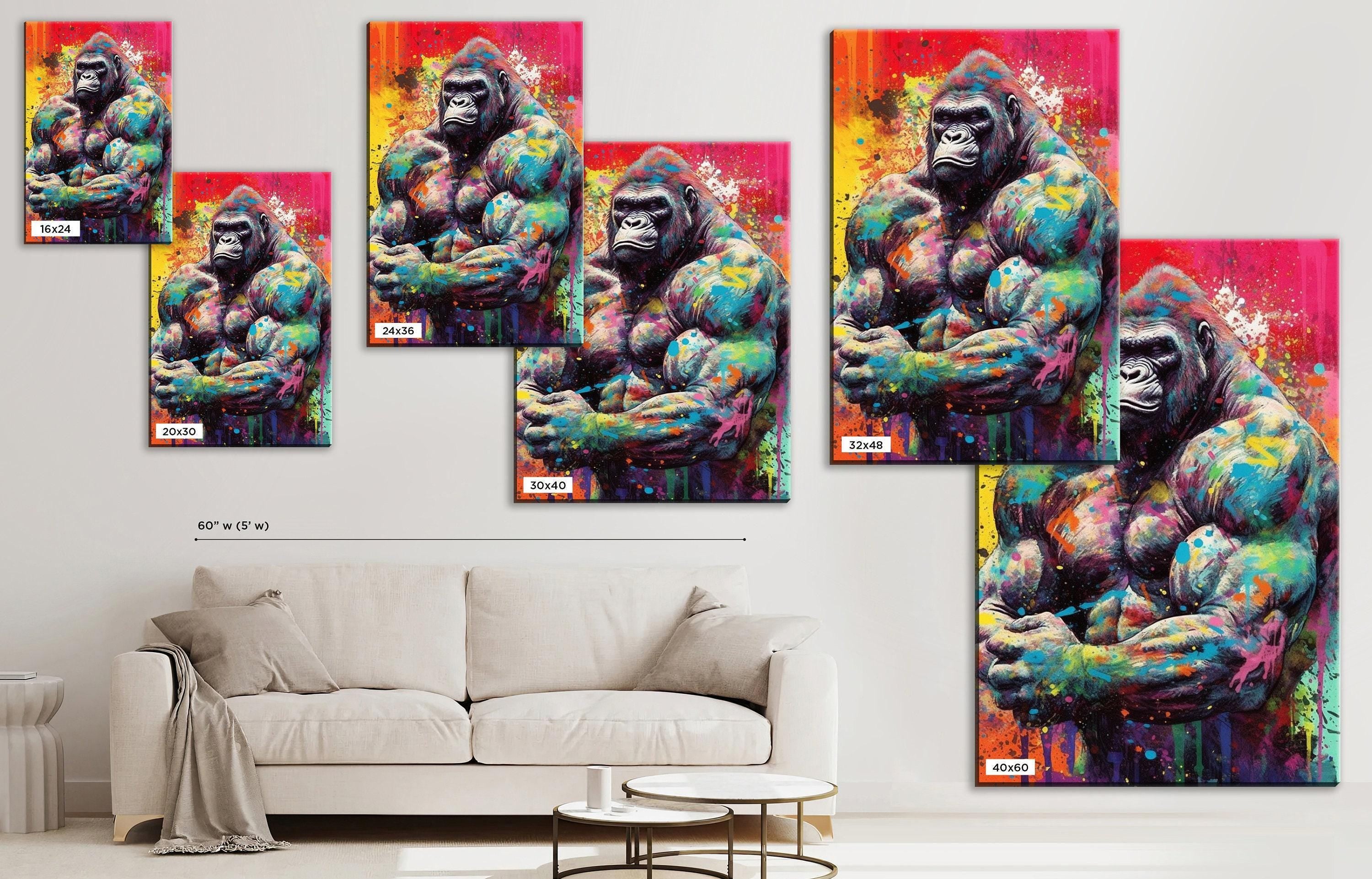 Muscle Gorilla Art – Vibrant Gym Wall Art Canvas | Gallery Wrapped, Ready to Hang