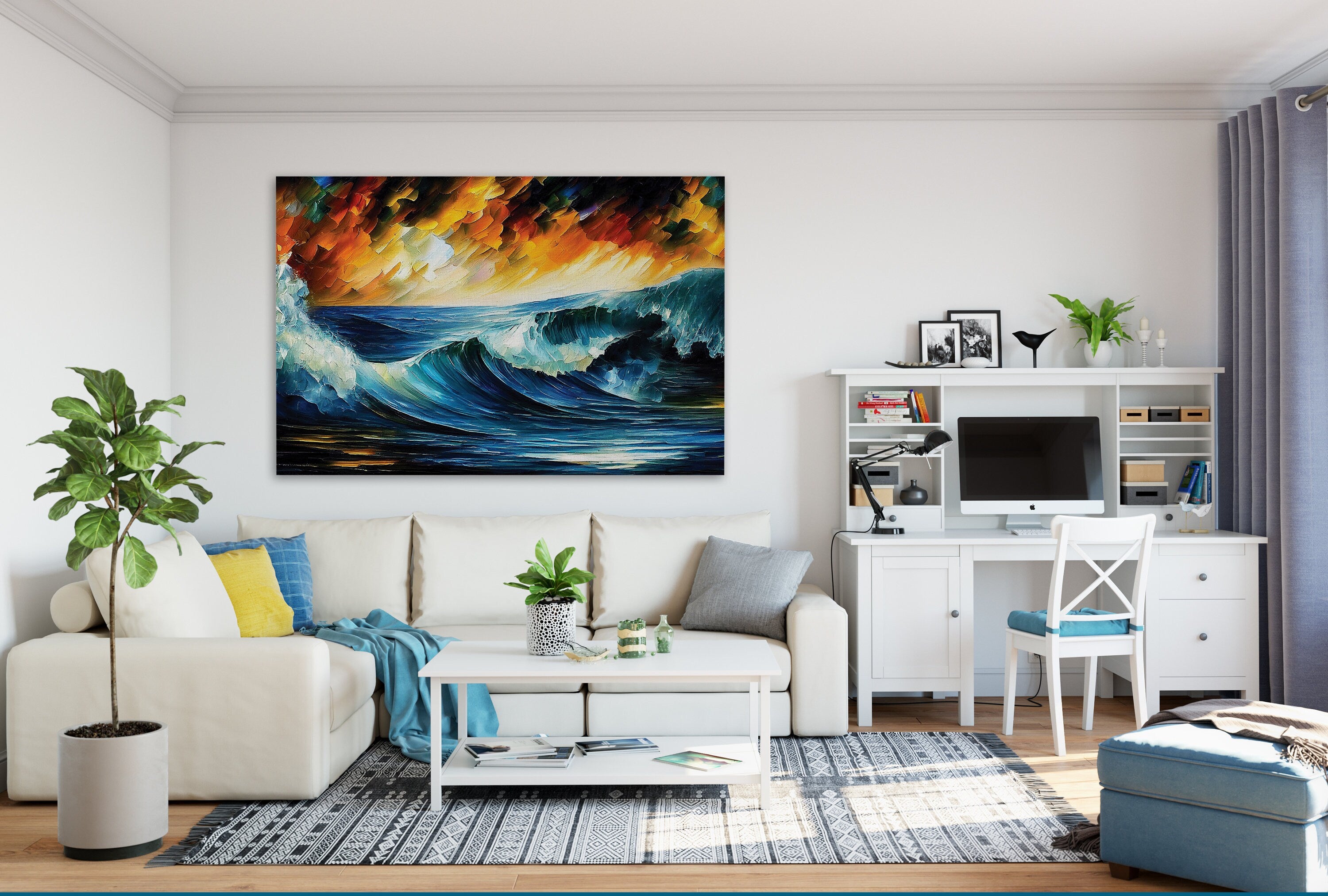 Ocean Wave Canvas Print – Vibrant Nautical Wall Art With Water Resistant Coating