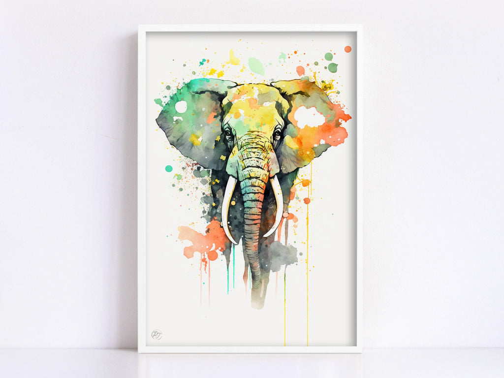 Wildlife Enthusiast's Delight: Elephant Watercolor, Giclee Print on Canvas, Artist Paper, Watercolor Paper, Available in Extra Large Sizes