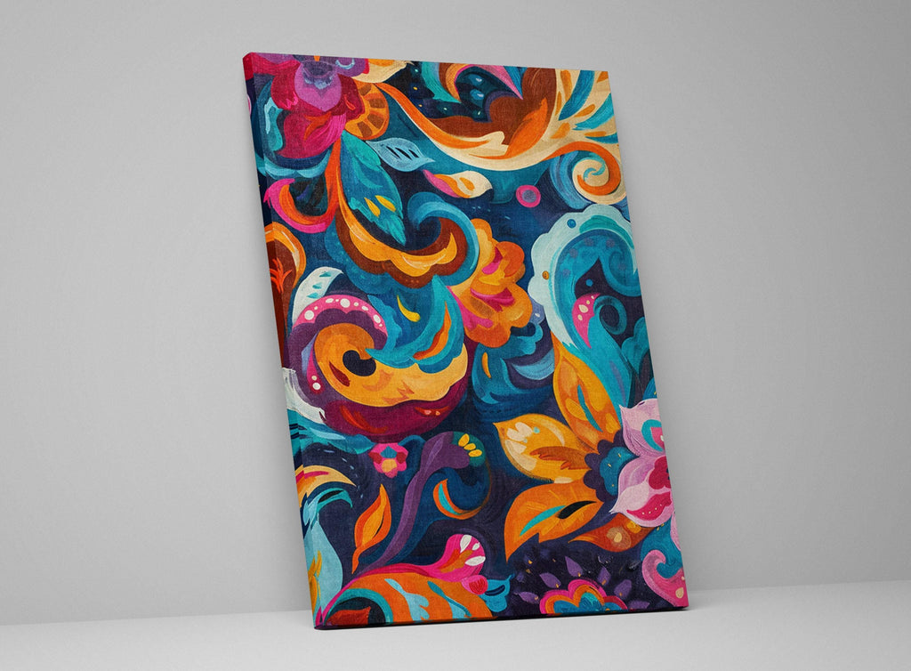 Boho Flower Painting - Colorful Wall Art on Extra Large Gallery Wrapped Canvas