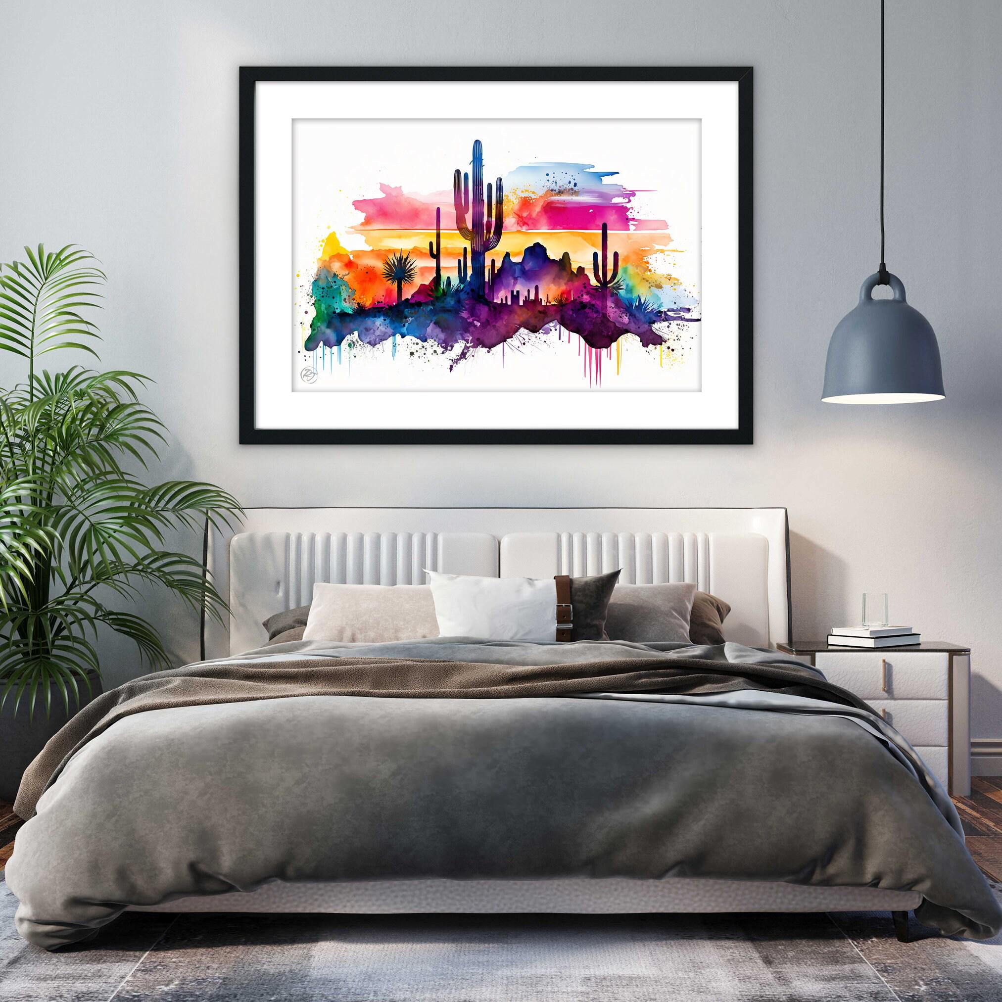 Southwest Desert Vista: Watercolor Landscape Art, Giclee Print on Canvas, Artist Paper, Watercolor Paper, Available in Extra Large Sizes