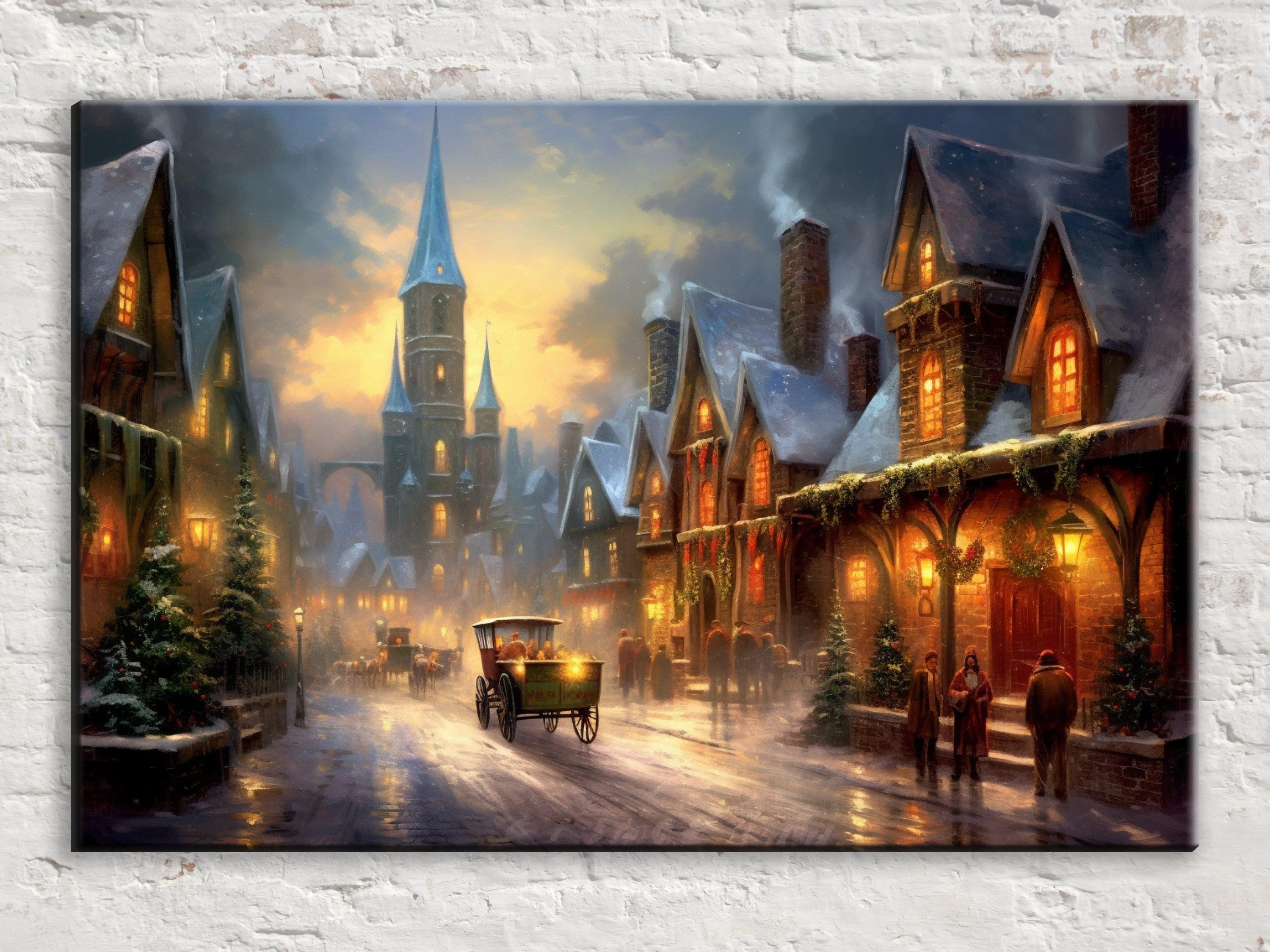 Vintage Christmas Canvas - Classic Holiday Art Print on Gallery Wrapped Canvas for Cozy Farmhouse Decor