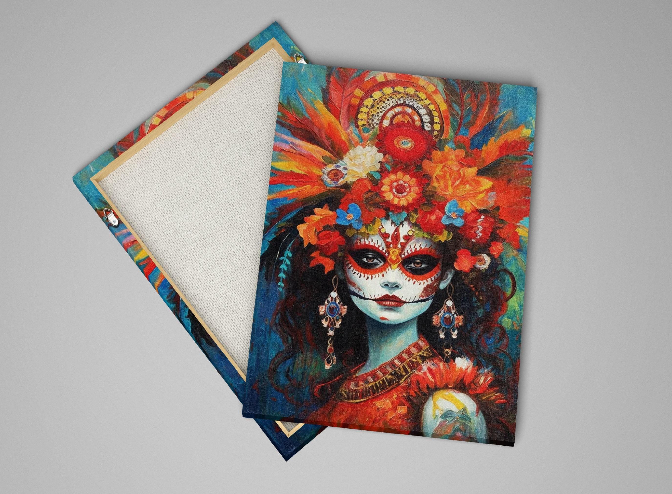 Day Of The Dead Art - Large Canvas Print Featuring Vibrant Sugar Skull Wall Art