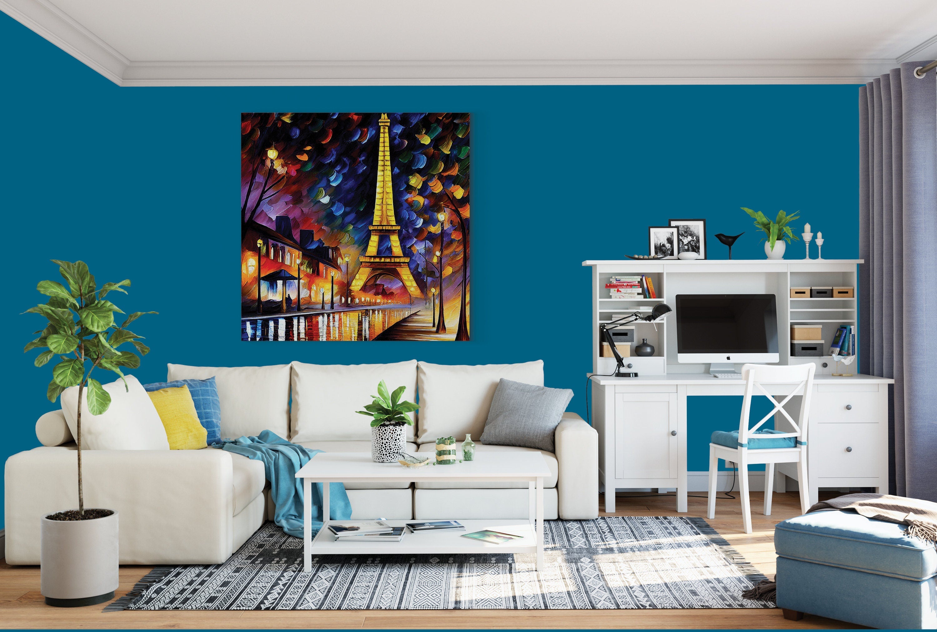 Eiffel Tower Canvas Print – Vibrant Colorful Wall Art With Wooden Frame