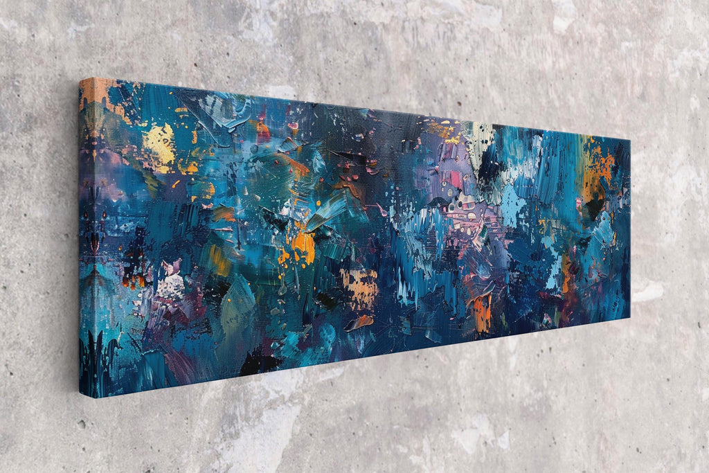 a painting hanging on the wall of a room