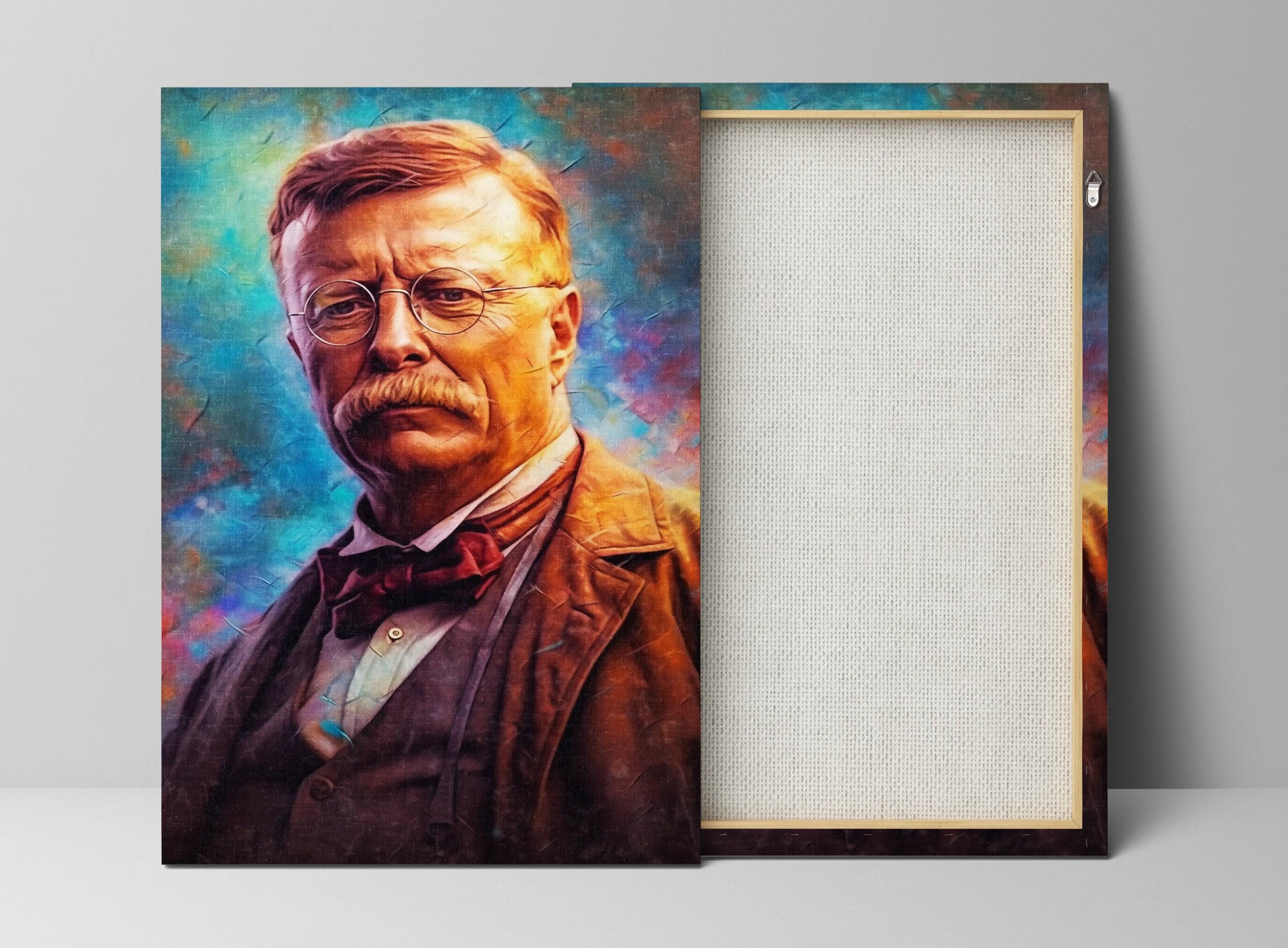 Theodore Roosevelt Art | Historical Wall Art Canvas Print With Acid Free Ink & Wood Frame