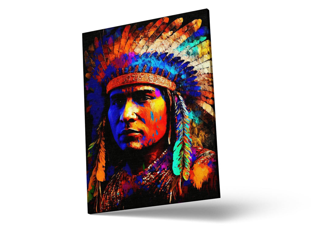 Native American Art Canvas | Tribal Indian Painting With Vibrant Colors Print