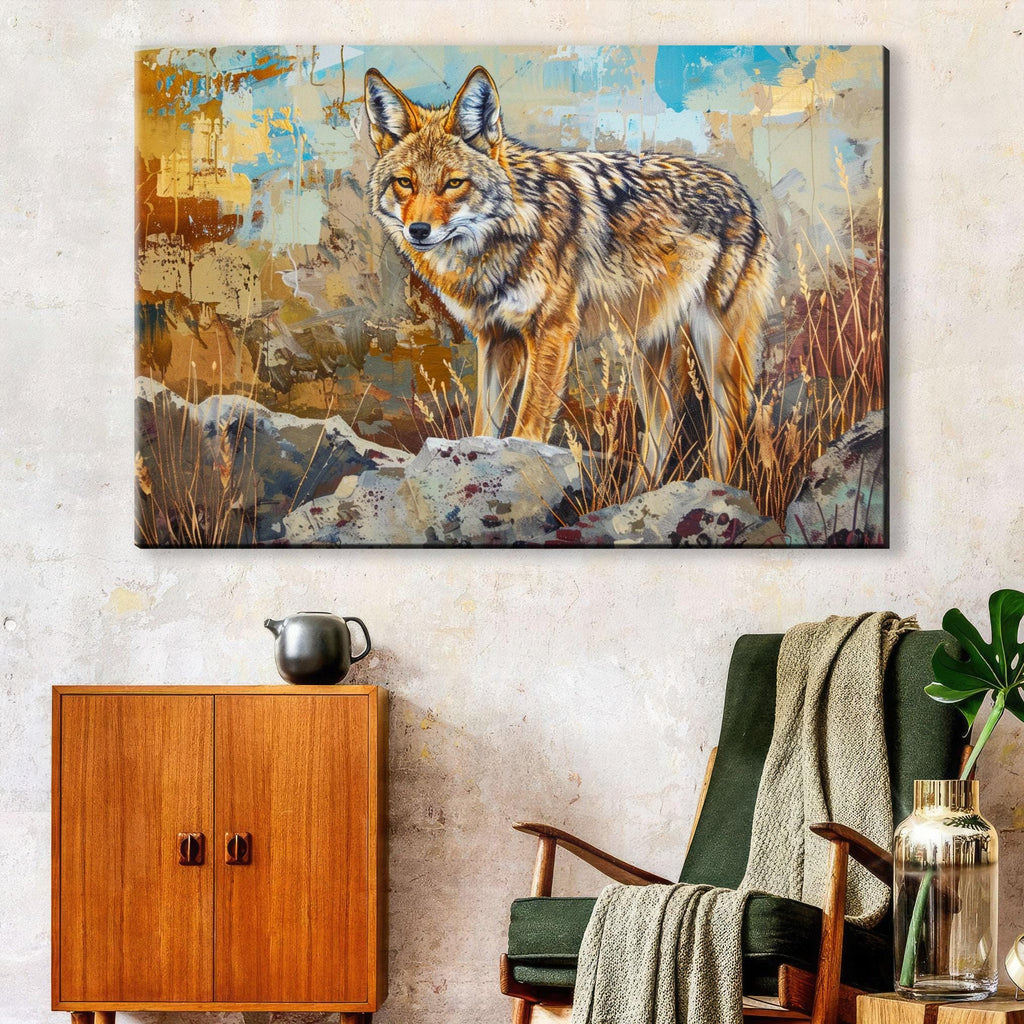 Rustic Coyote Wall Art – Large Southwest Canvas Print | Ready to Hang, Fade Resistant