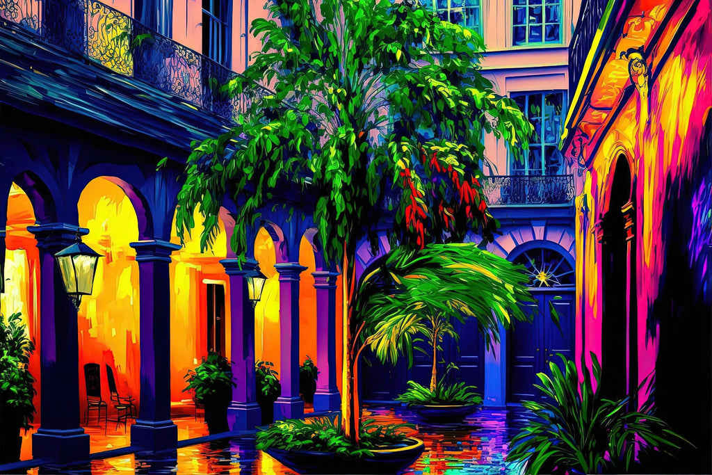 New Orleans Painting – Bright Colorful NOLA Wall Art Canvas | French Quarter Art Print