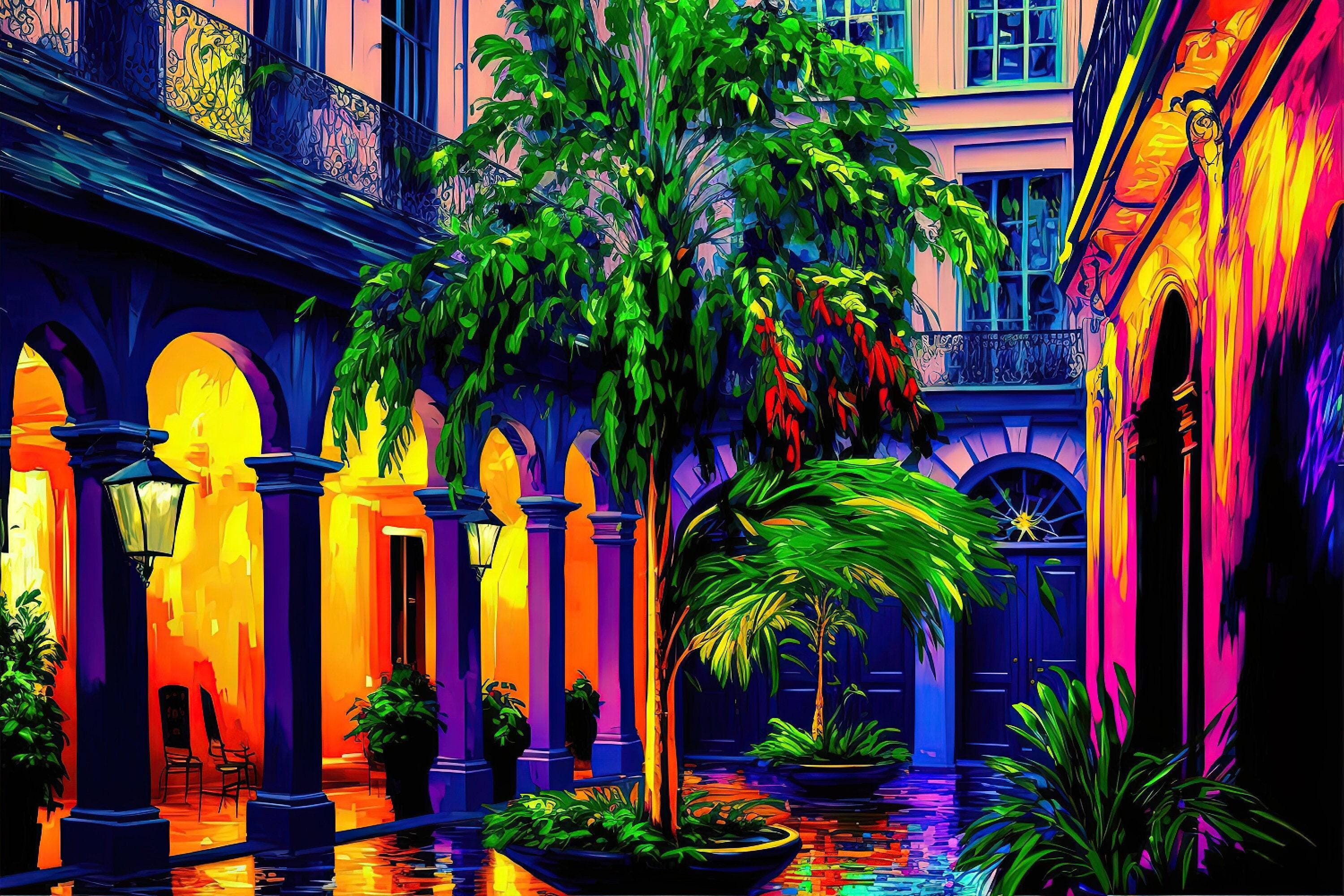 New Orleans Painting – Bright Colorful NOLA Wall Art Canvas | French Quarter Art Print